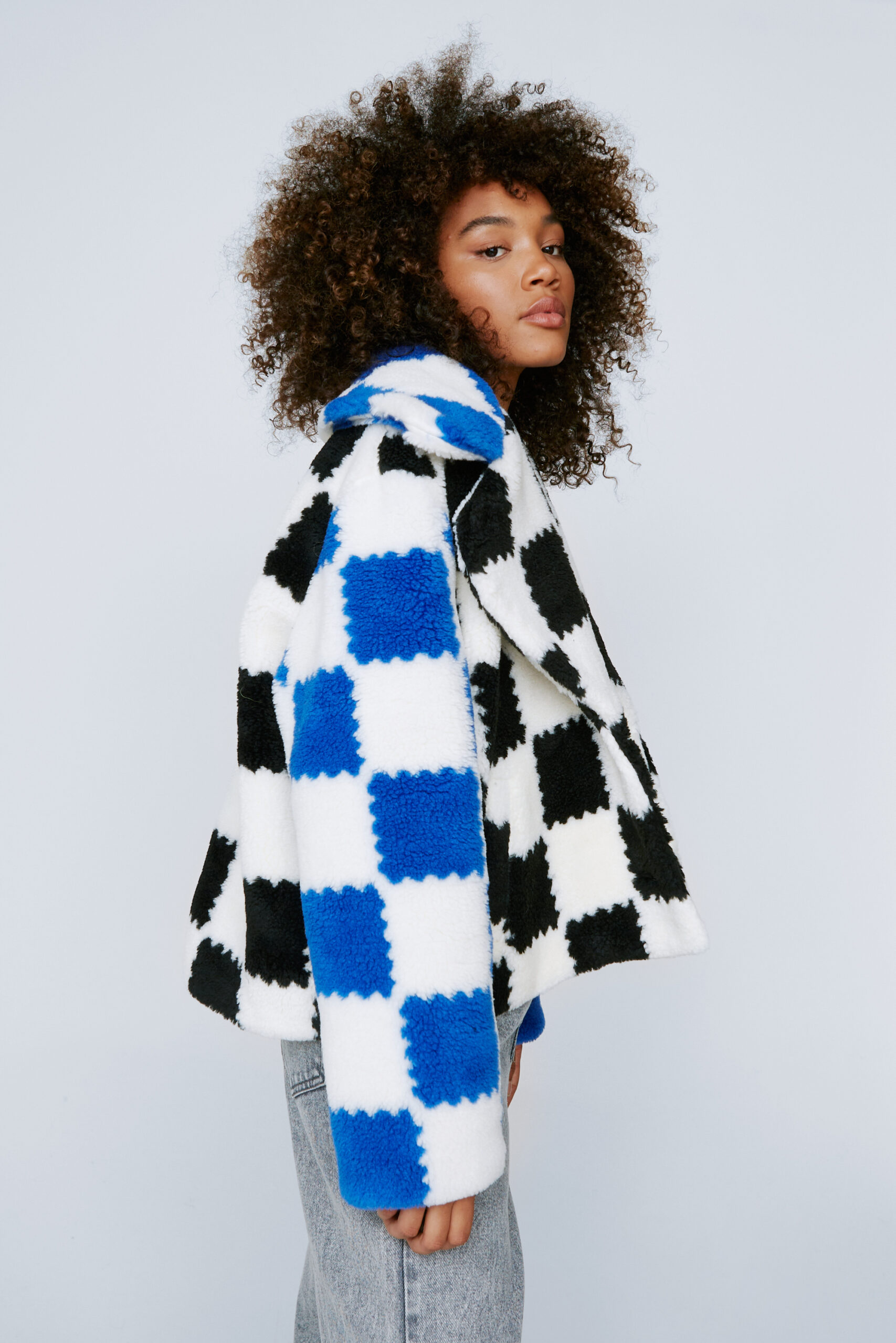 Checkerboard Motocross Short Borg Coat 