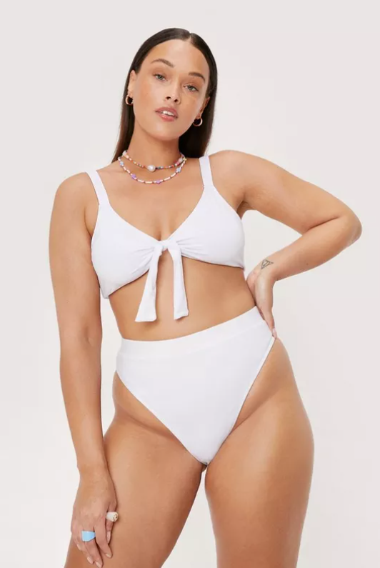 Plus Size Recycled Knot Front Bikini Set