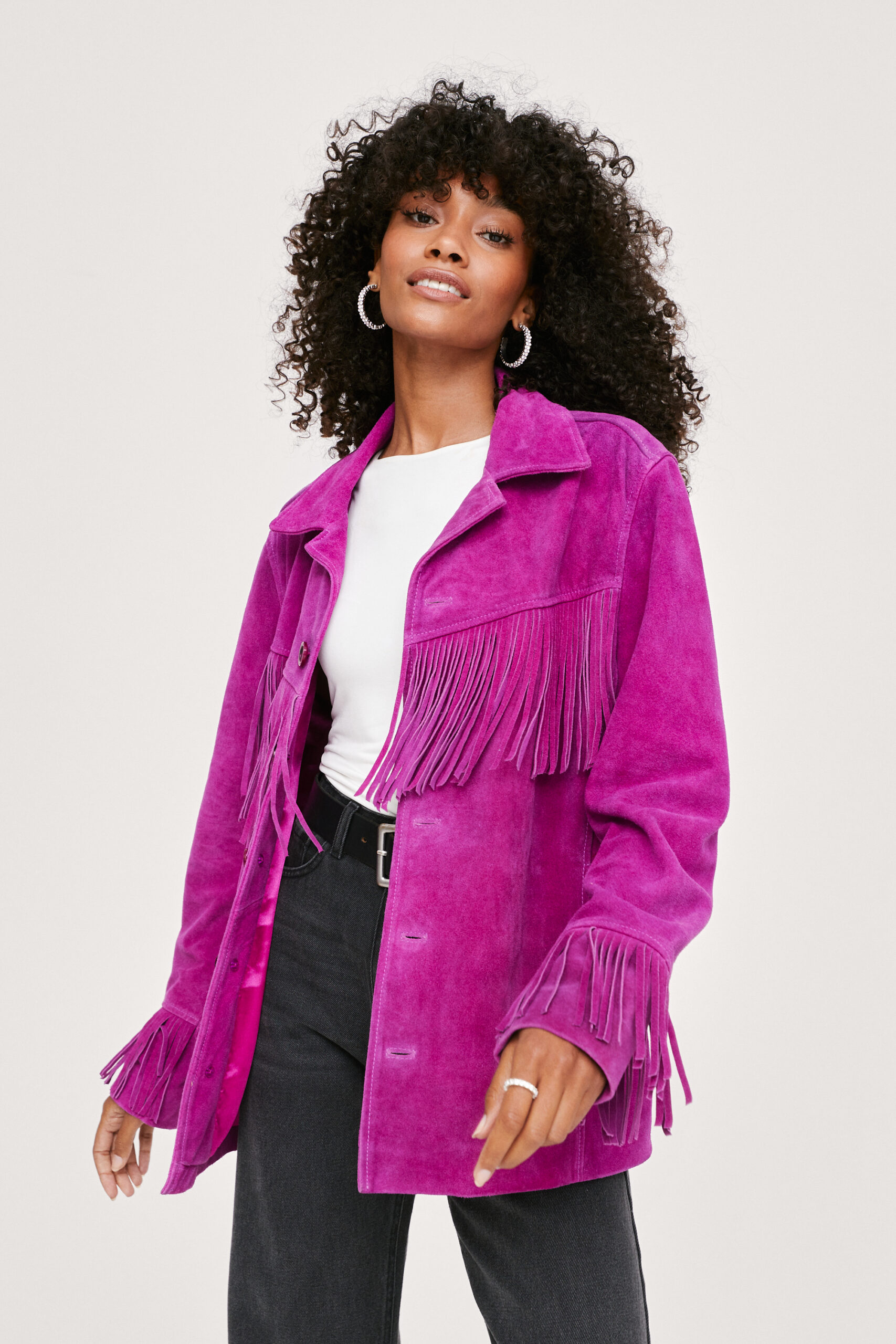 Real Suede Oversized Fringe Jacket