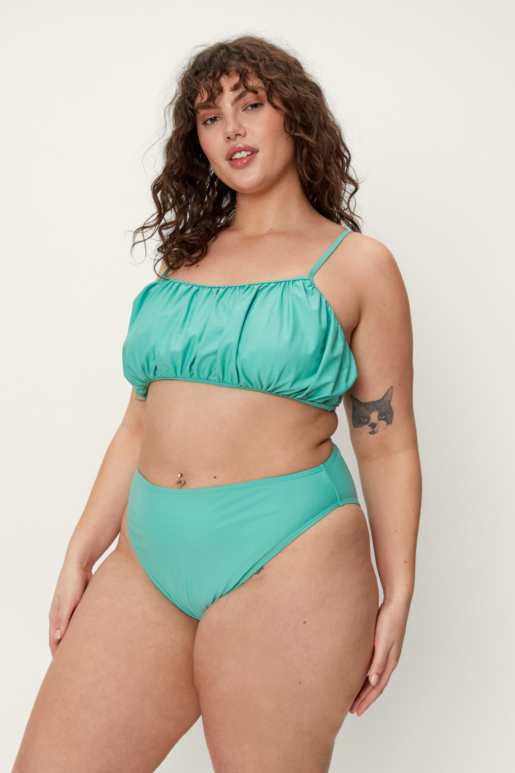 Plus Size Recycled Ruched Crop Bikini Set