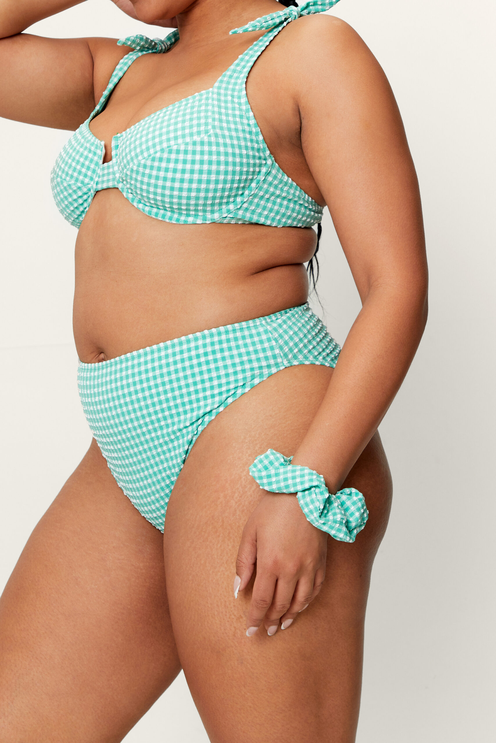 Plus Size Gingham Bikini and Scrunchie Set