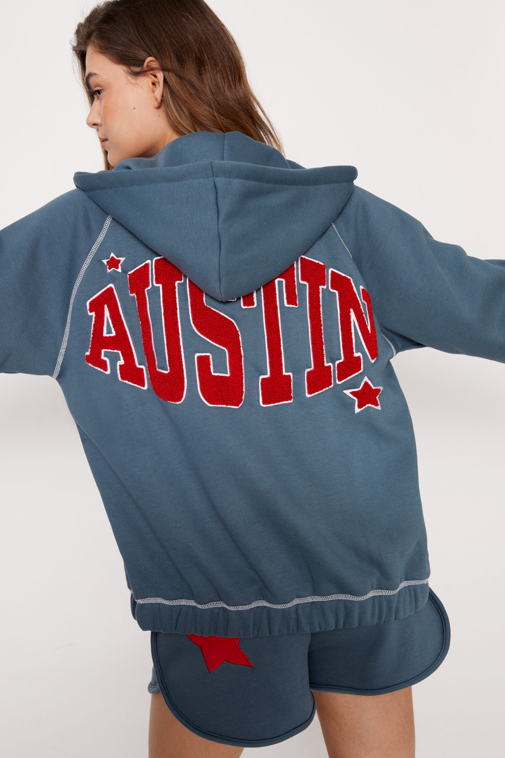 Austin Embroidery Zip Up Hoodie