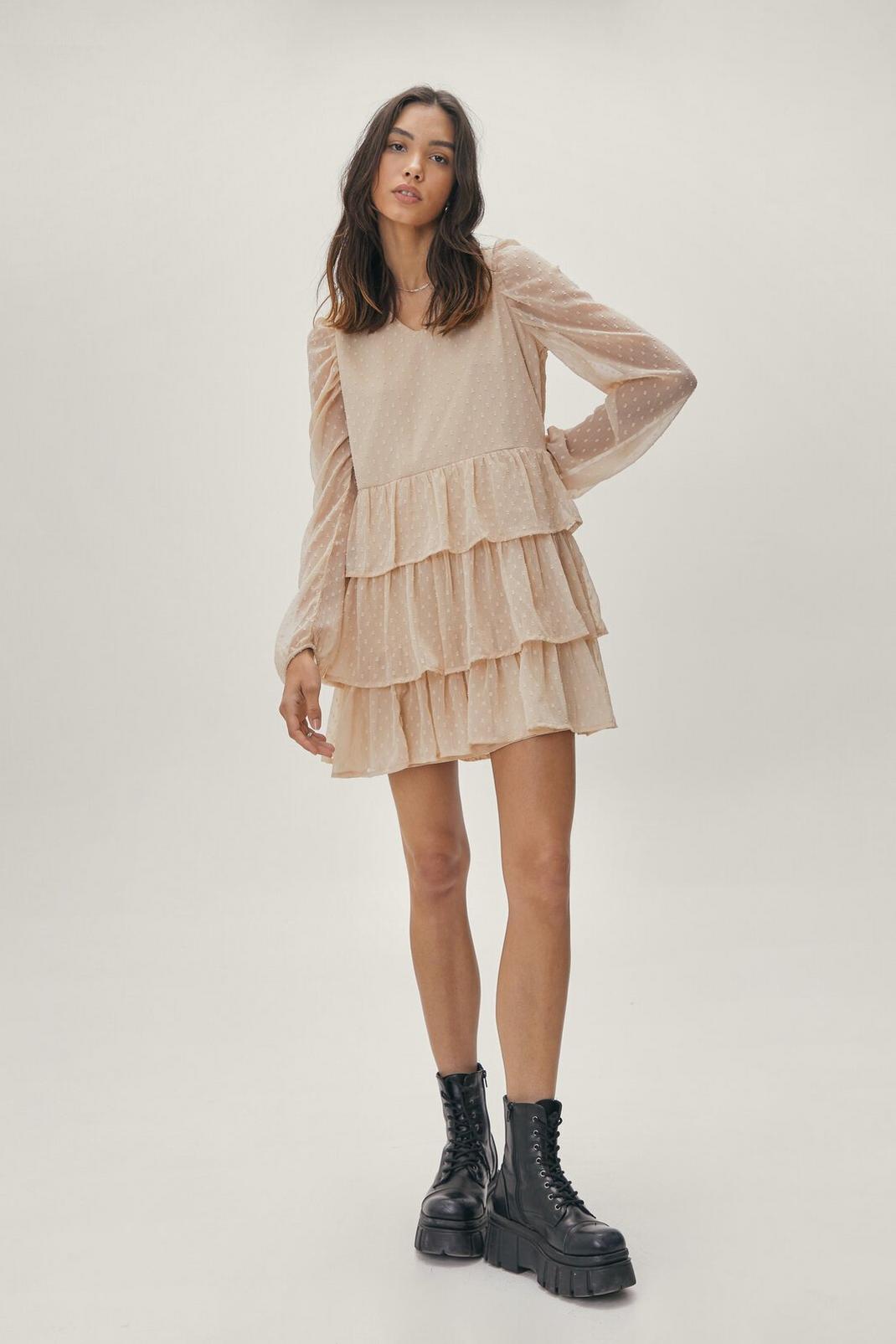 Tiered Puff Sleeve Mini Dress