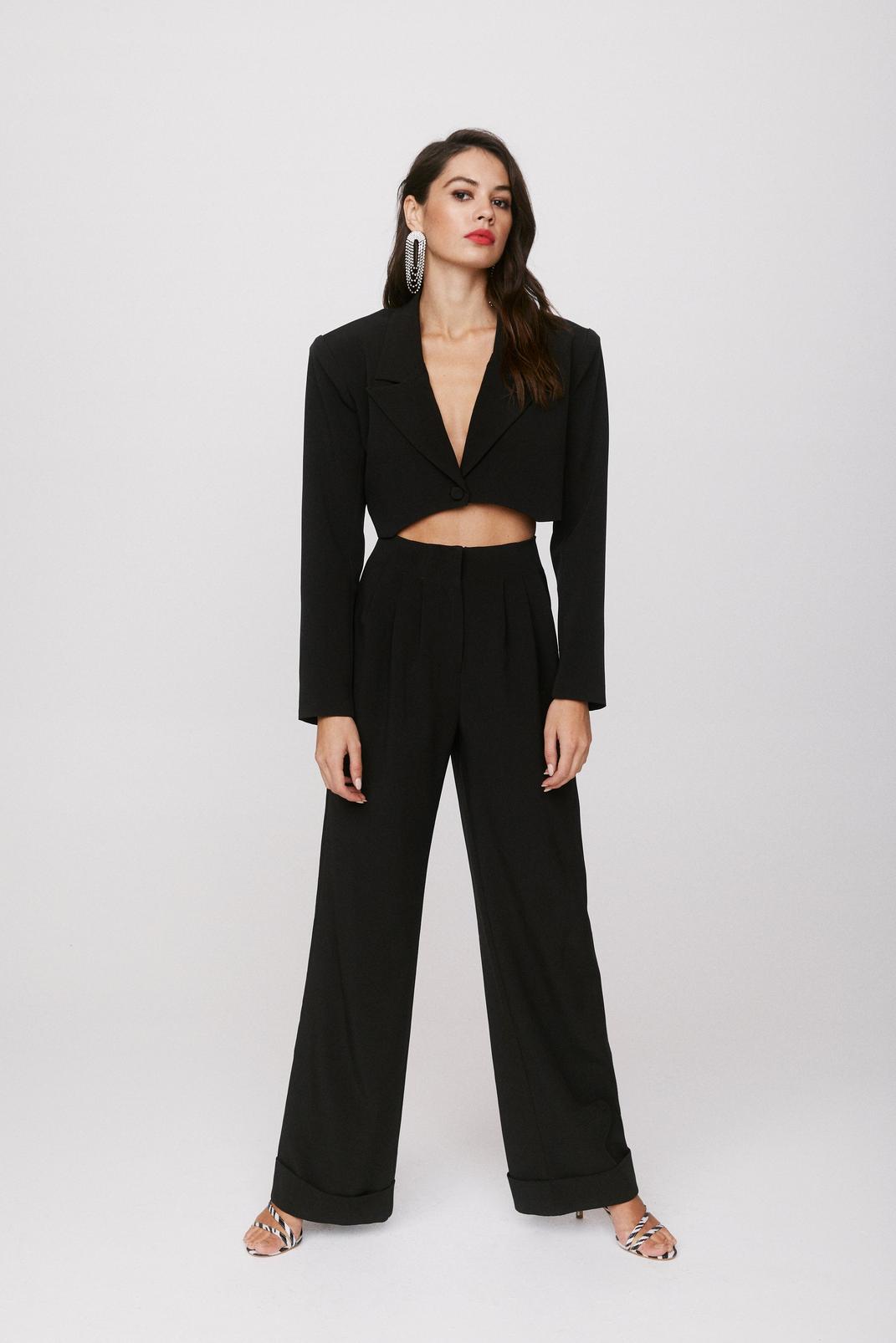 Wide Leg Tailored Pleated Pants