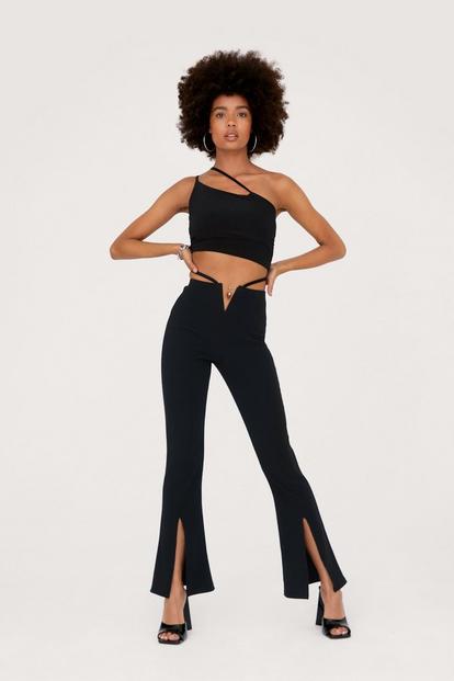 V Bar Strappy Split Hem Flares