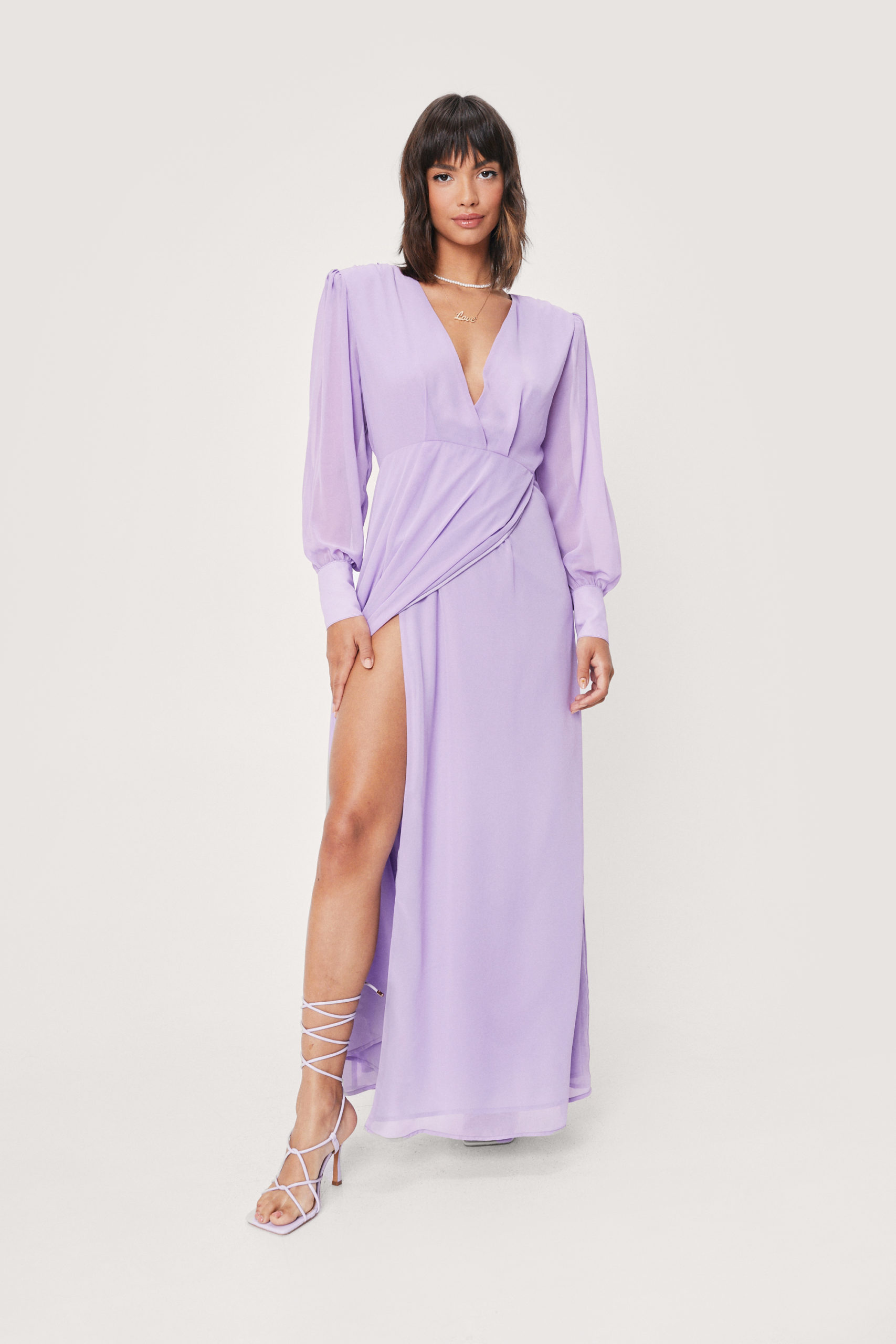 Lilac Long Sleeve Maxi Dress