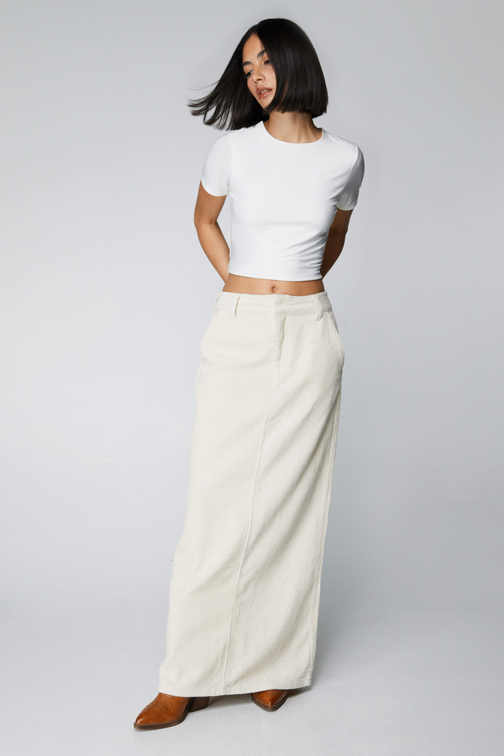 Corduroy Column Maxi Skirt