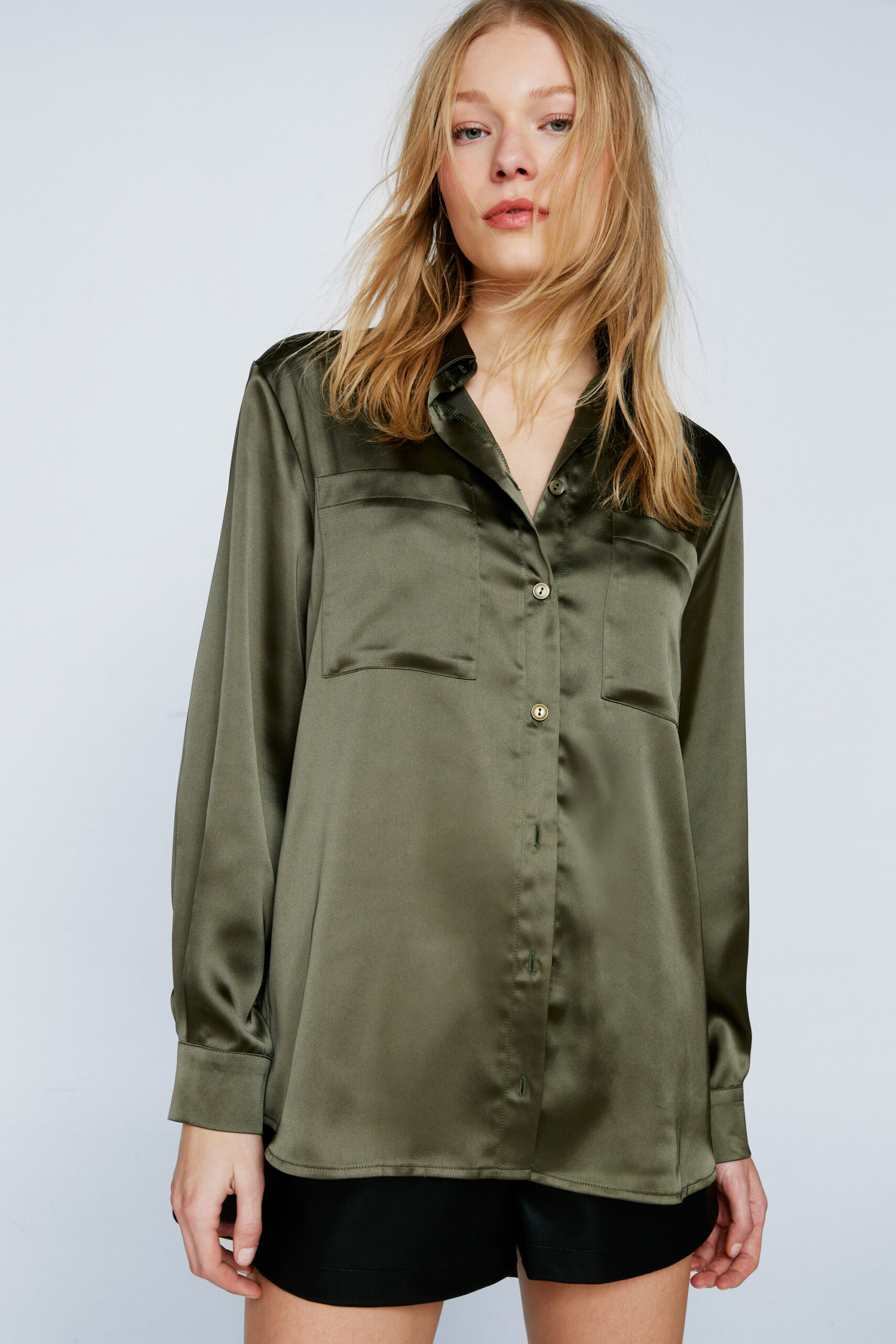 Satin Relaxed Button Down Shirt