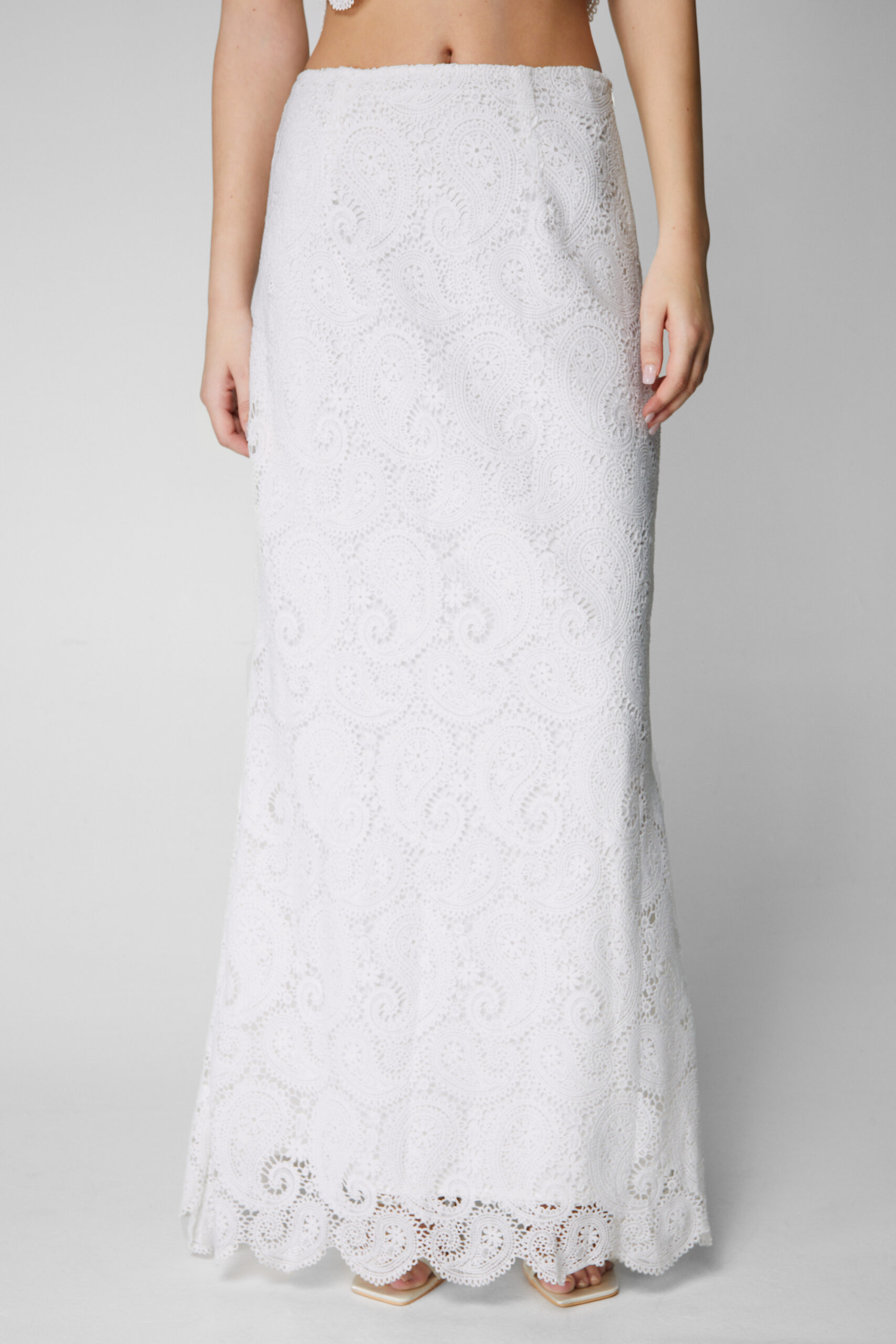 Lace Paisley High Waist Maxi Skirt