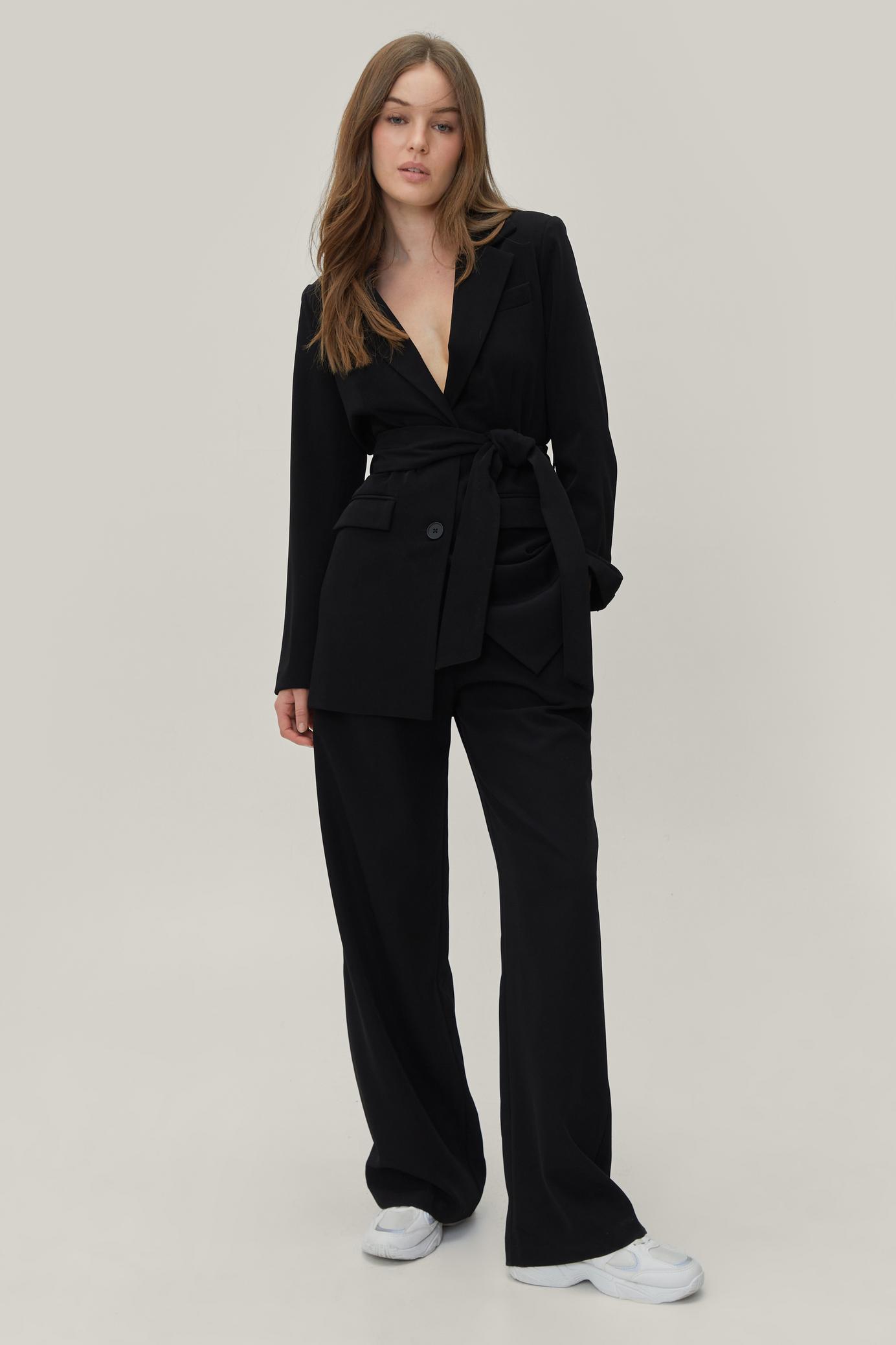 Belted Single Breasted Longline Blazer