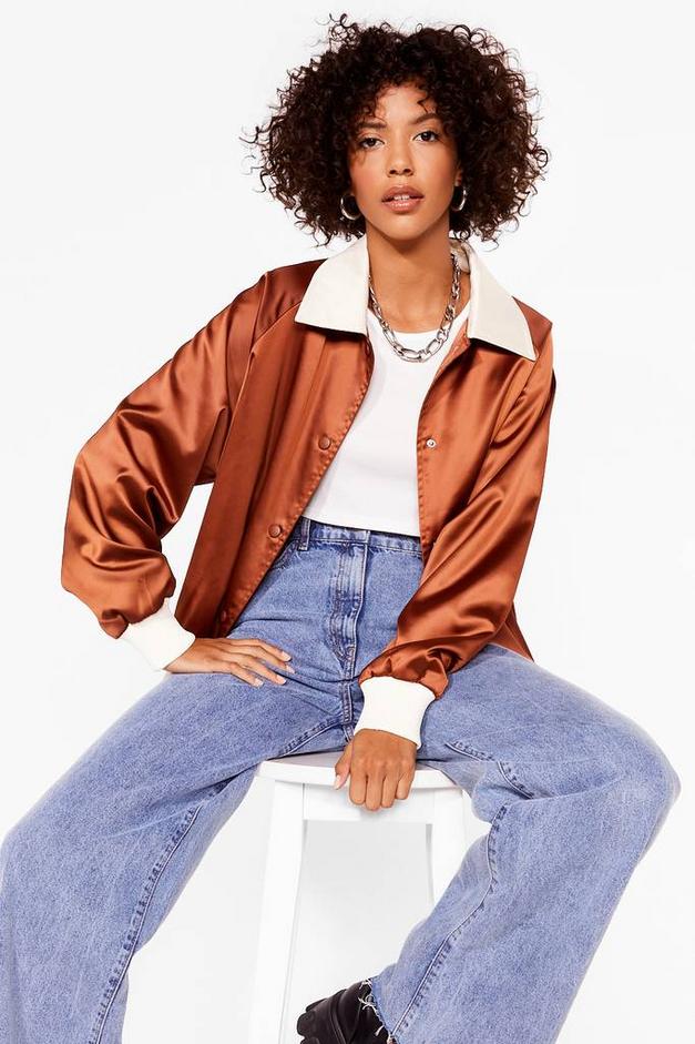 Oversized Satin Bomber Jacket