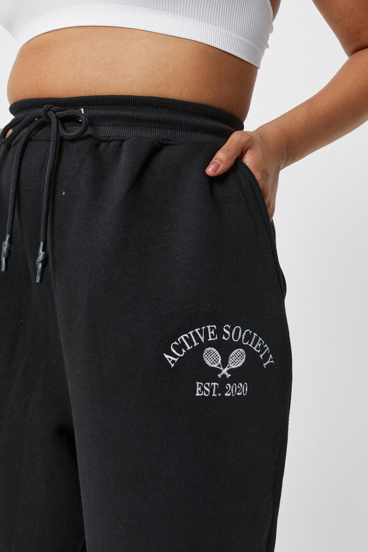 Plus Size Active Society Embroidered Sweatpants