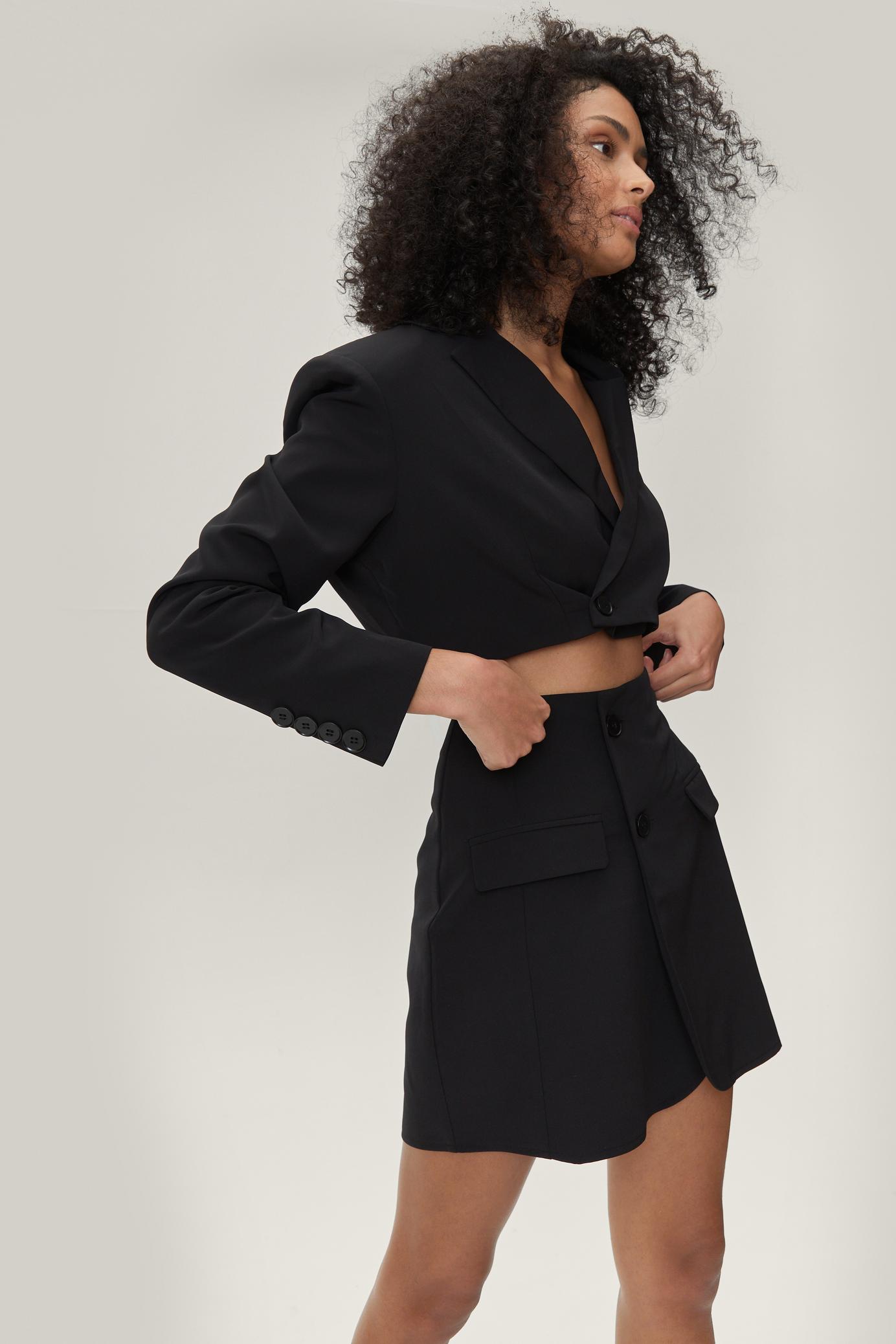 Shoulder Pad Cropped Tailored Blazer