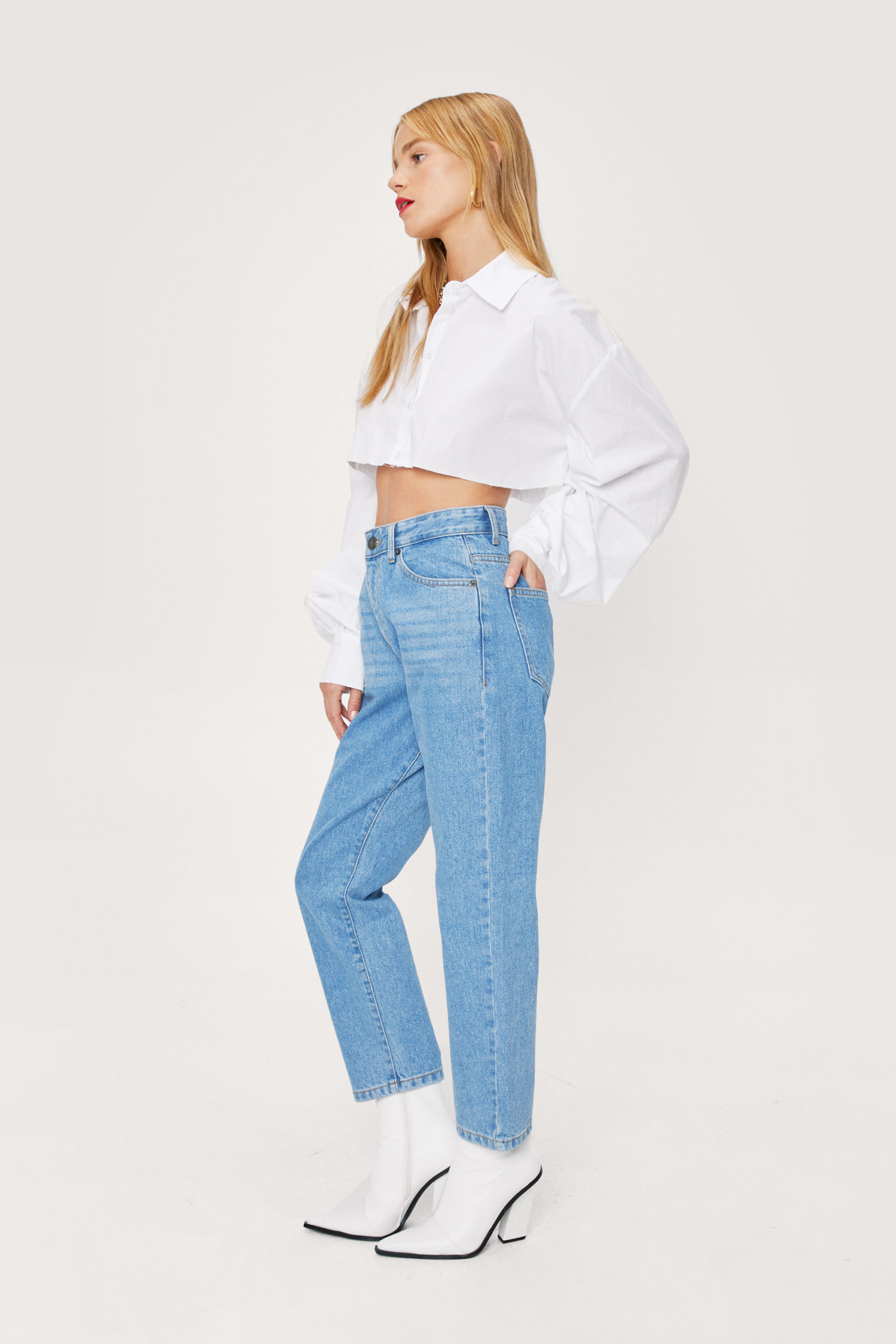 Petite Organic High Waisted Mom Jeans