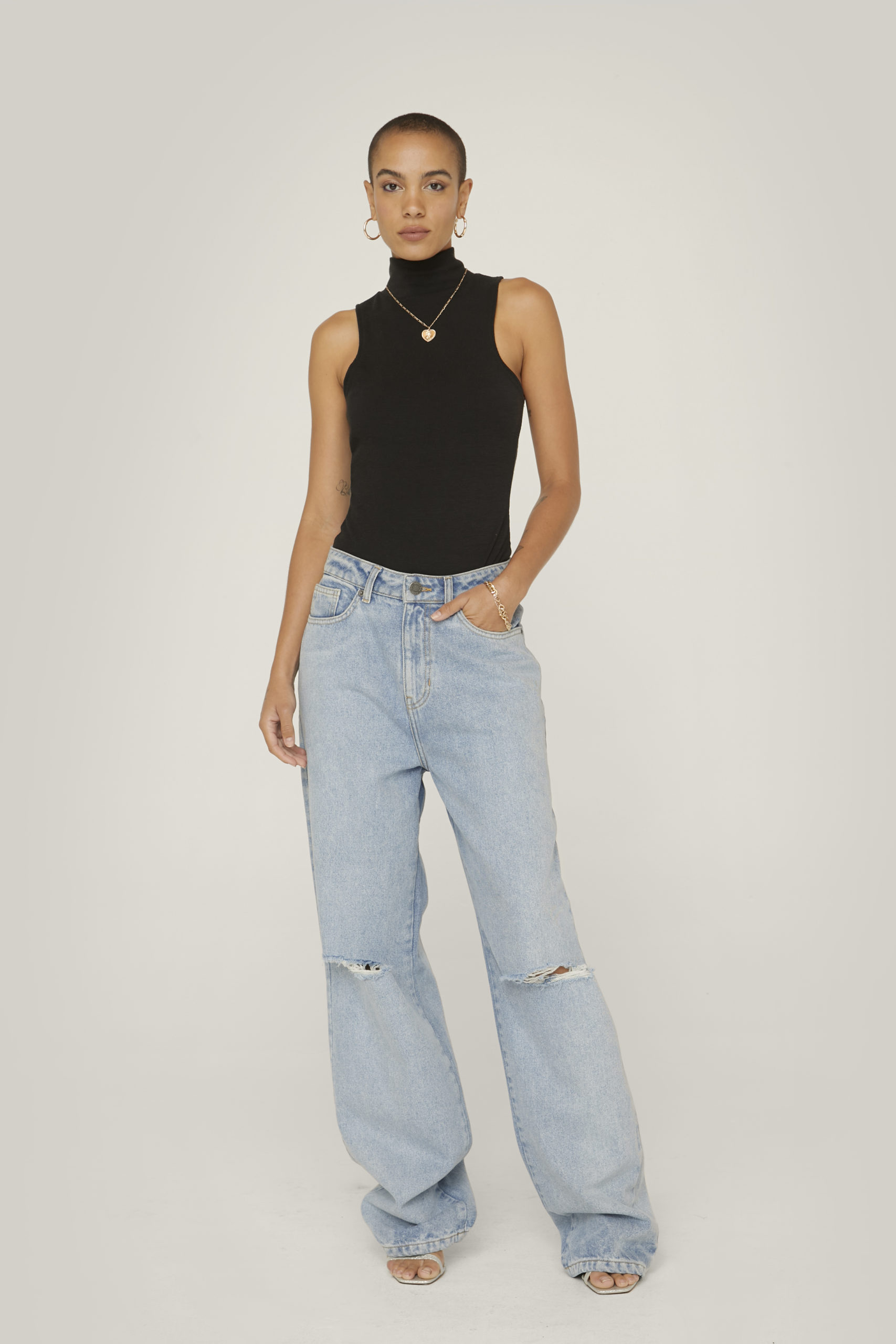 Organic Denim Ripped Boyfriend Jeans