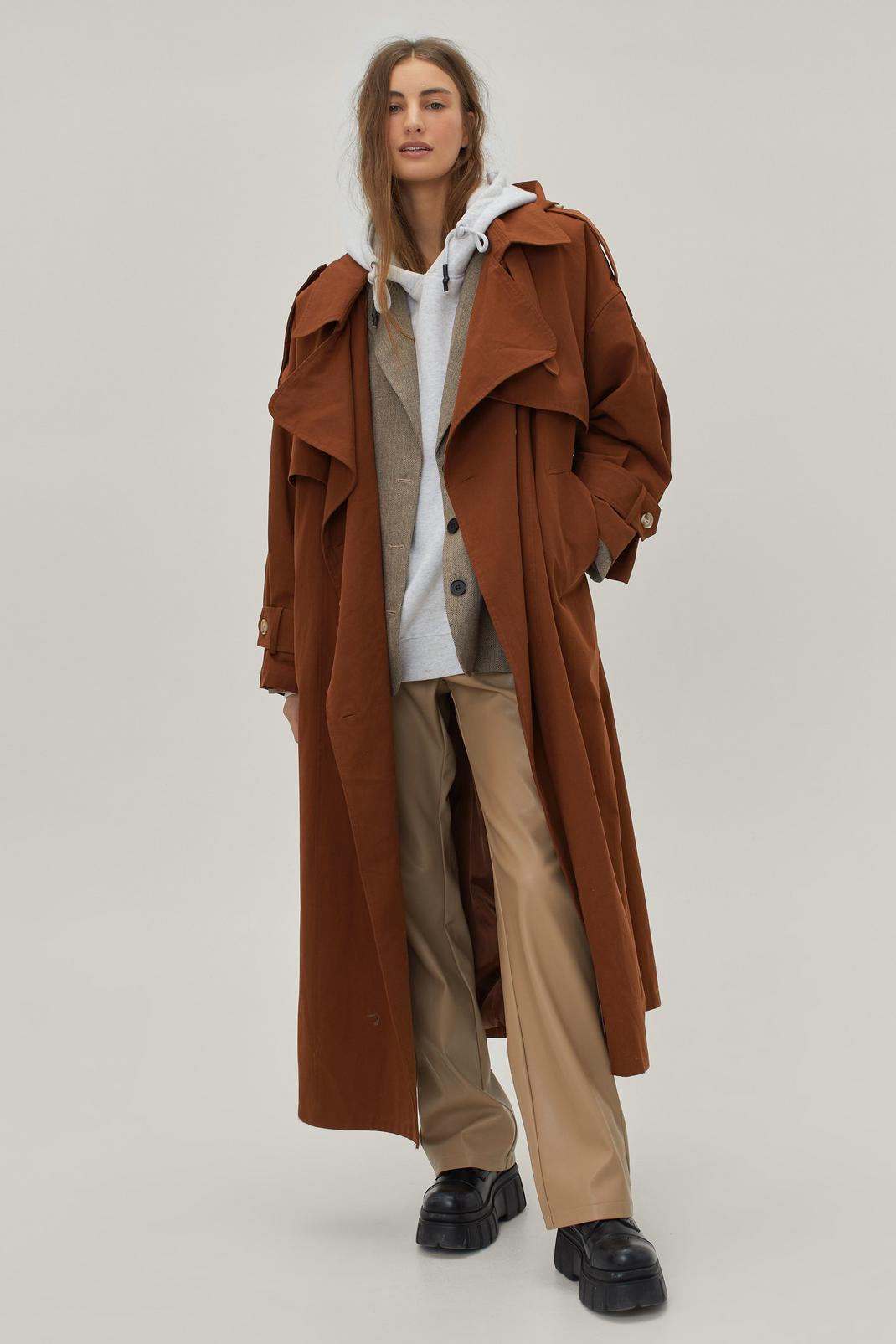 Oversized Hooded Belted Trench Coat