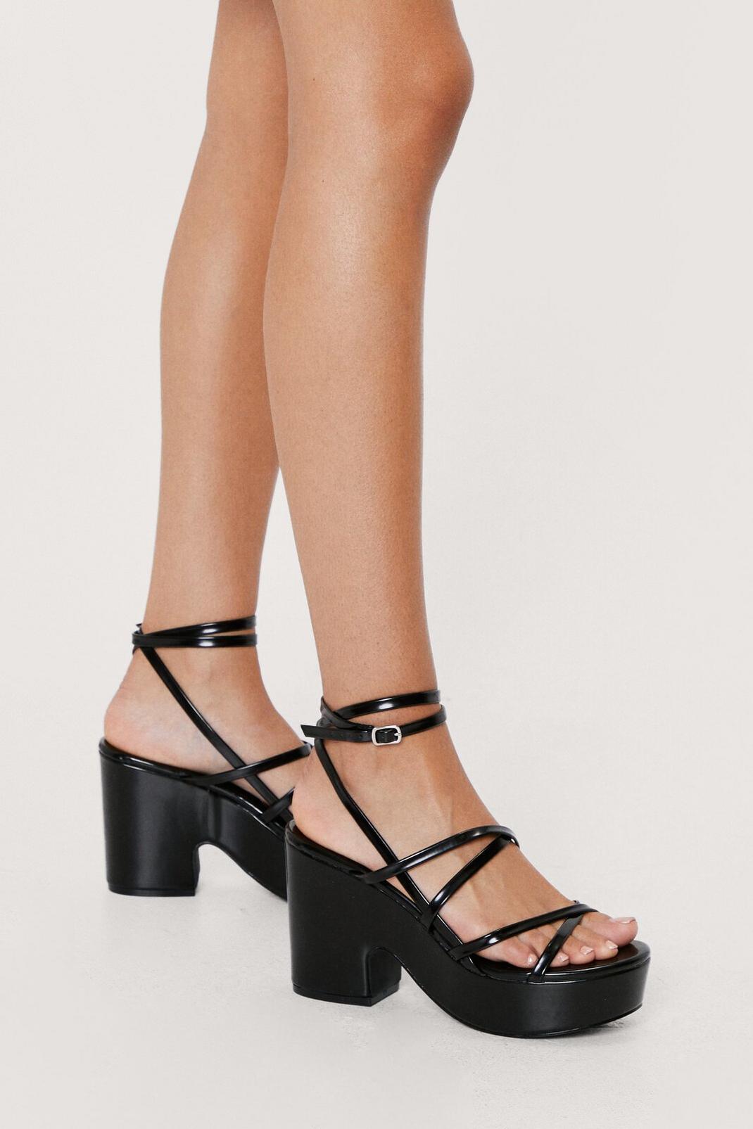 Patent Faux Leather Platform Sandals