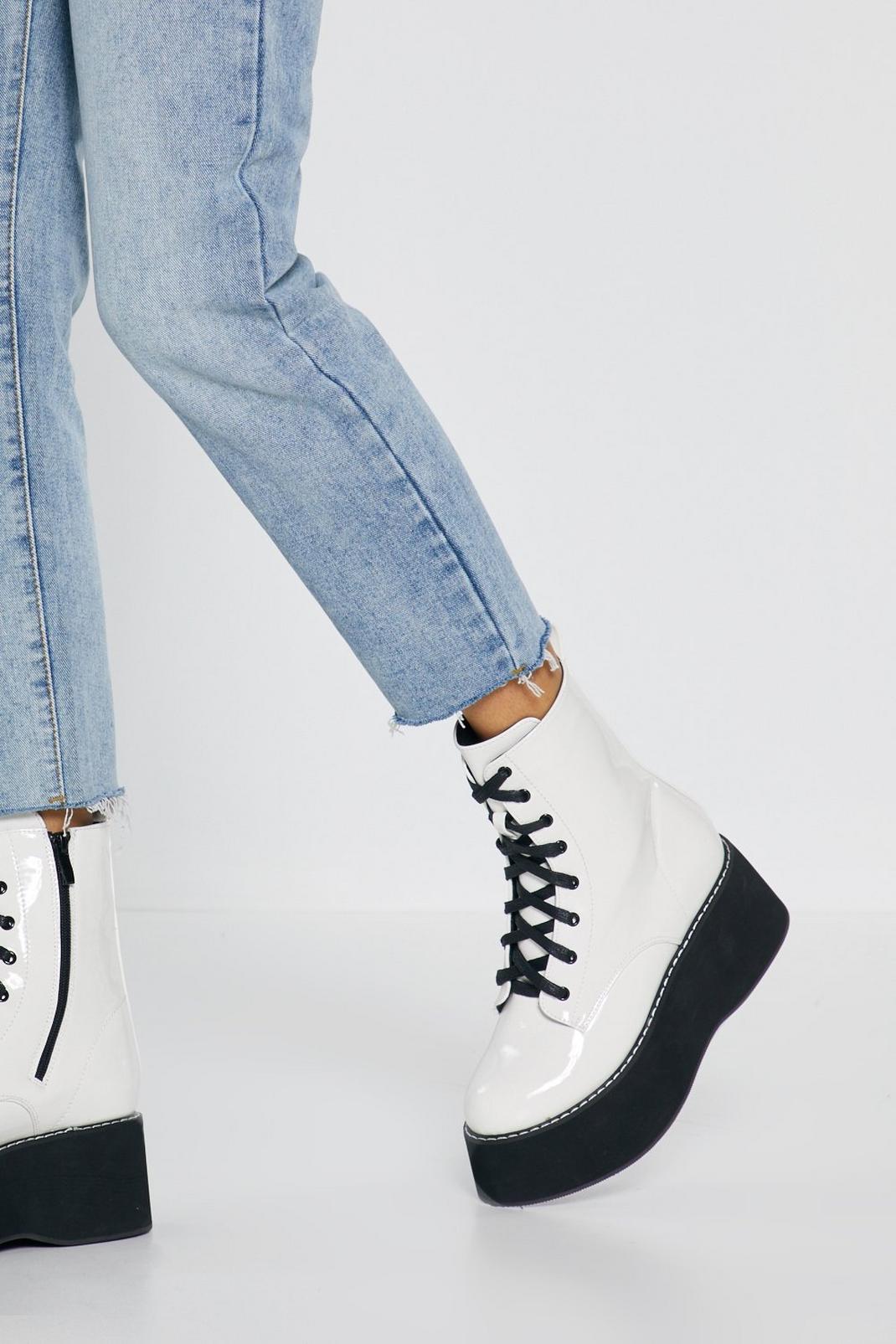 Patent Lace Up Platform Boots