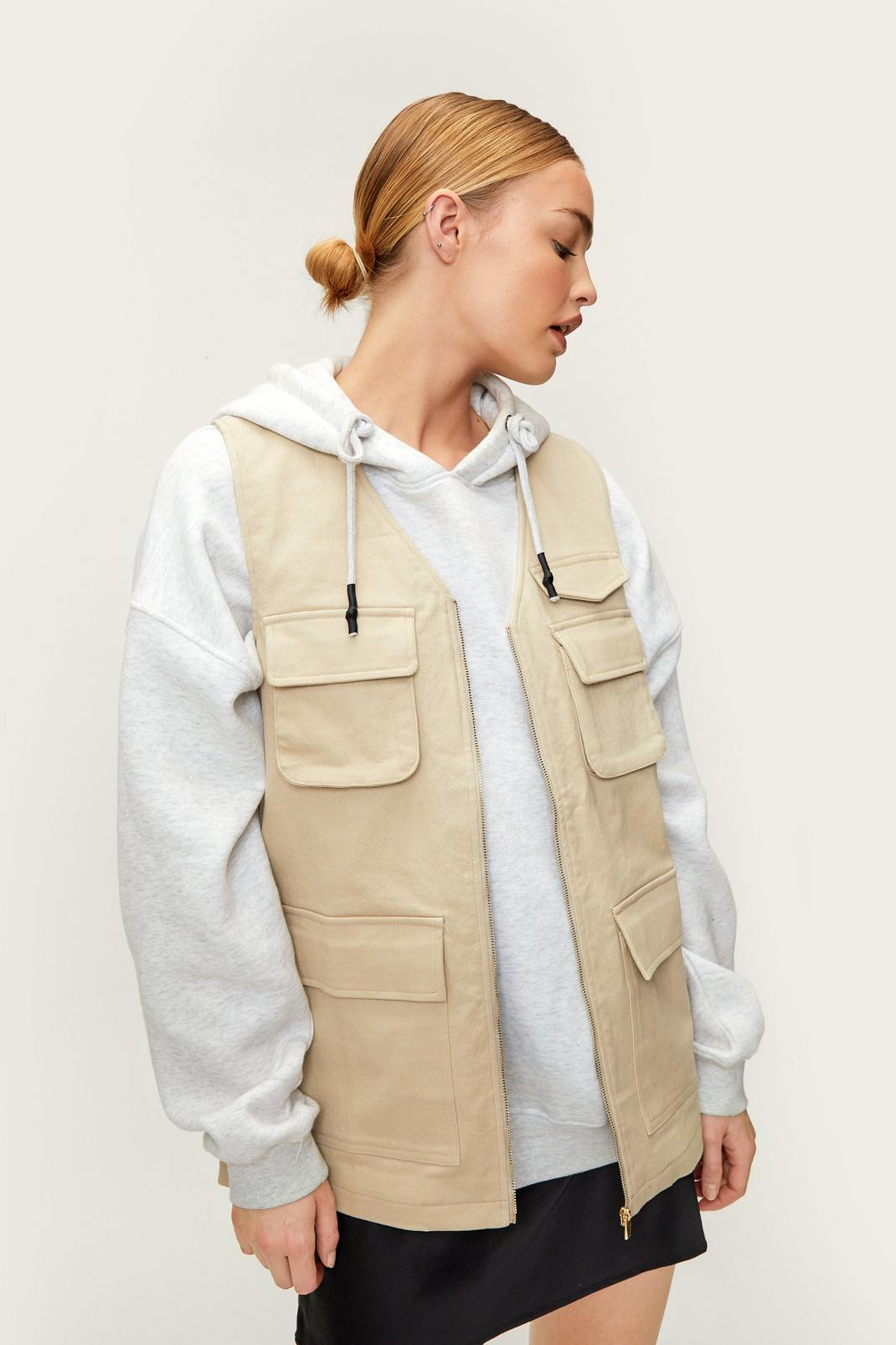 Sleeveless Zip Relaxed Utility Jacket