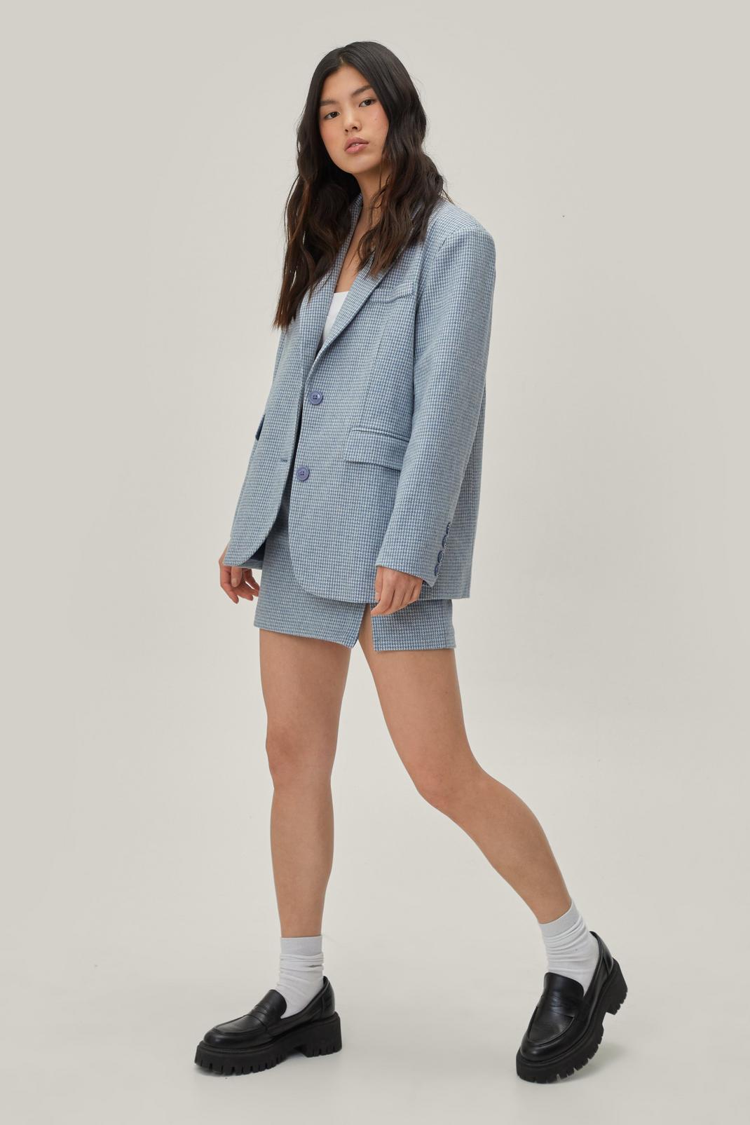 Oversized Wool Checked Tailored Blazer