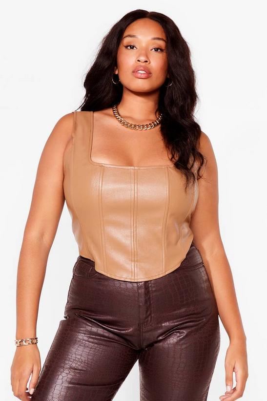 Plus Size Faux Leather Corset Top