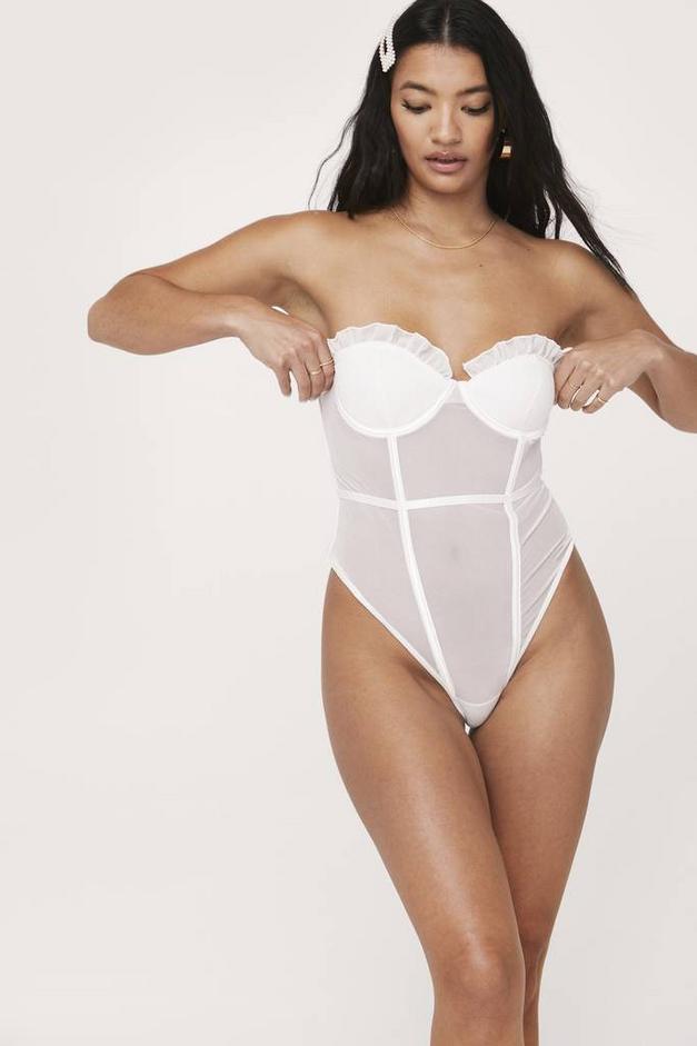 Mesh Boned Corset Bodysuit