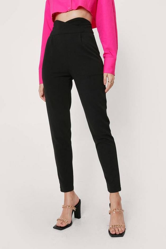 Fitted Wrap Waist Tailored Pants