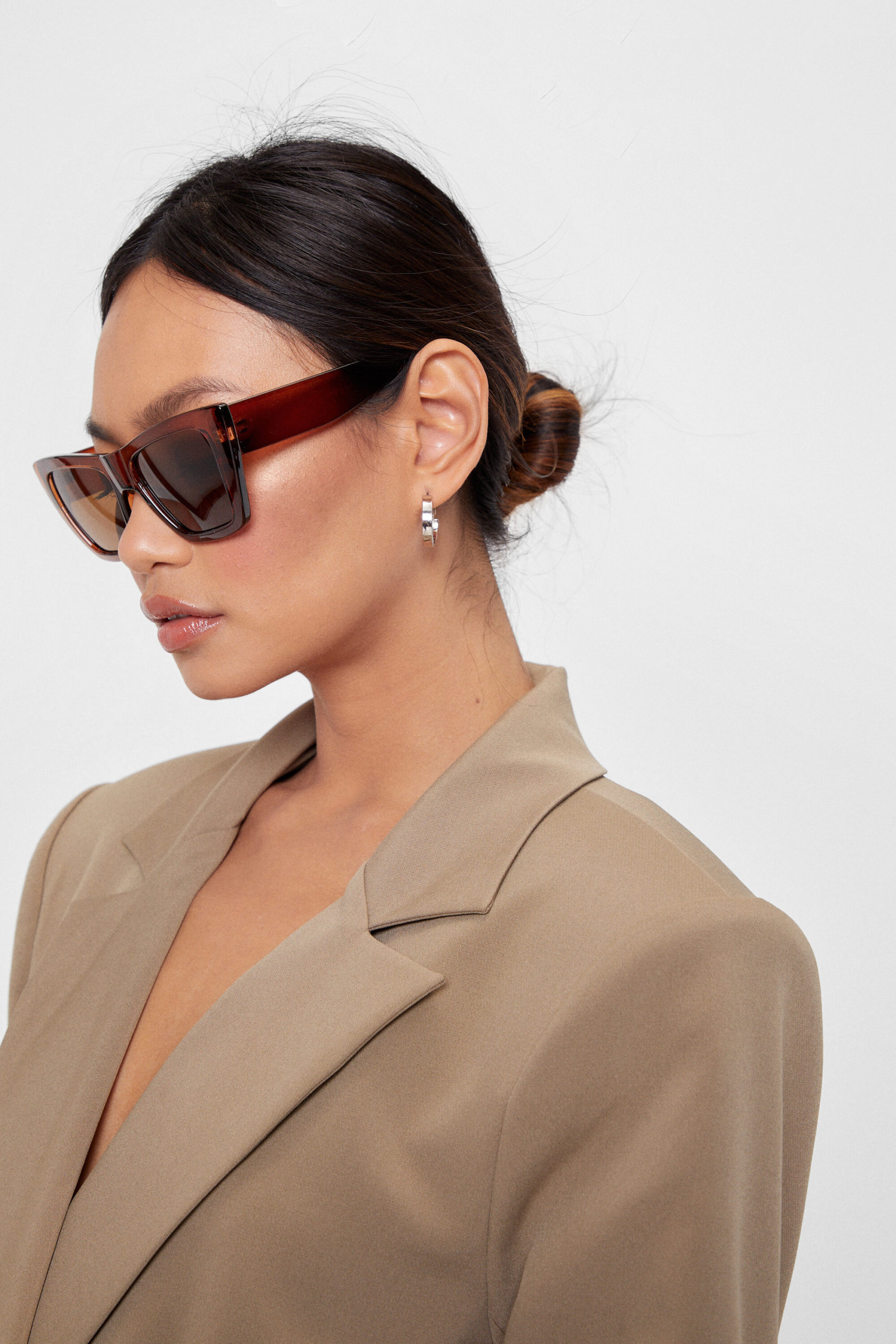 Tonal Oversized Cat Eye Sunglasses