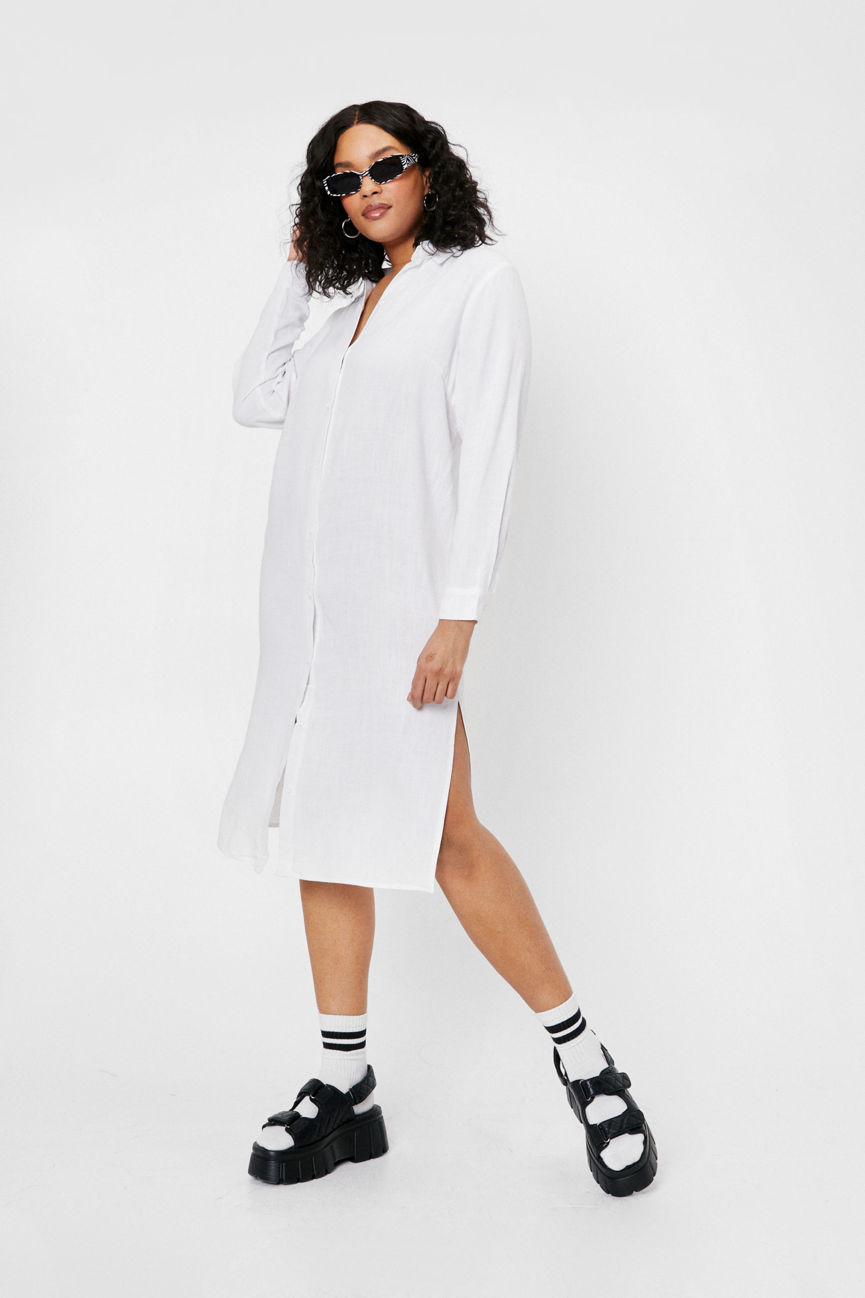 Plus Size Midi Shirt Dress