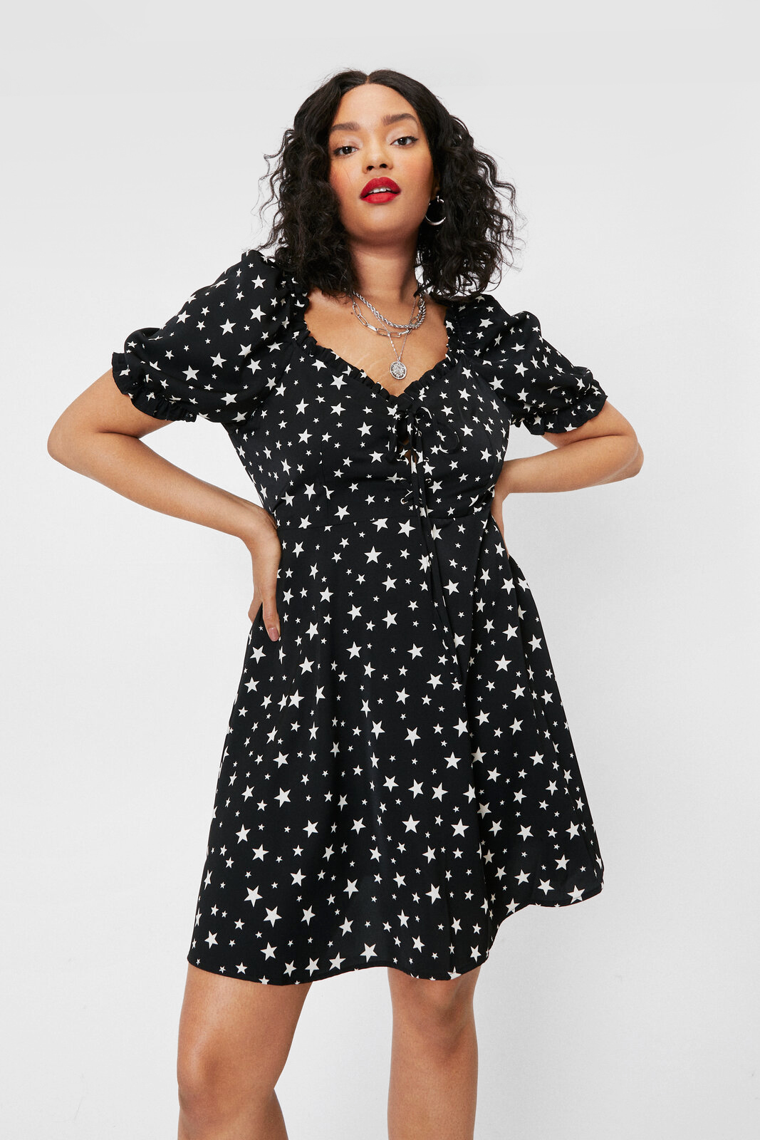 Plus Size Star Lace Up Mini Dress