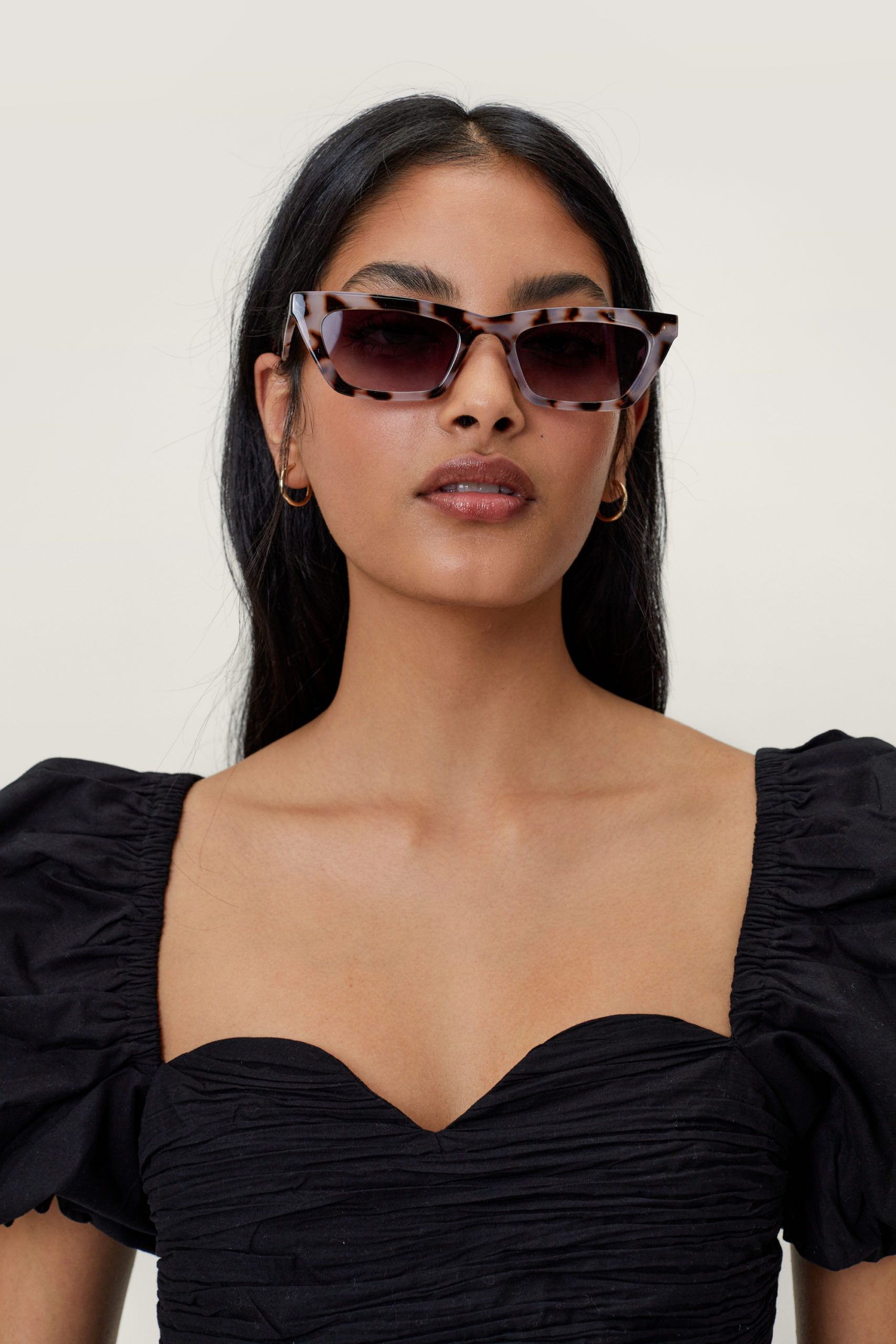 Tortoiseshell Slim Cat Eye Sunglasses