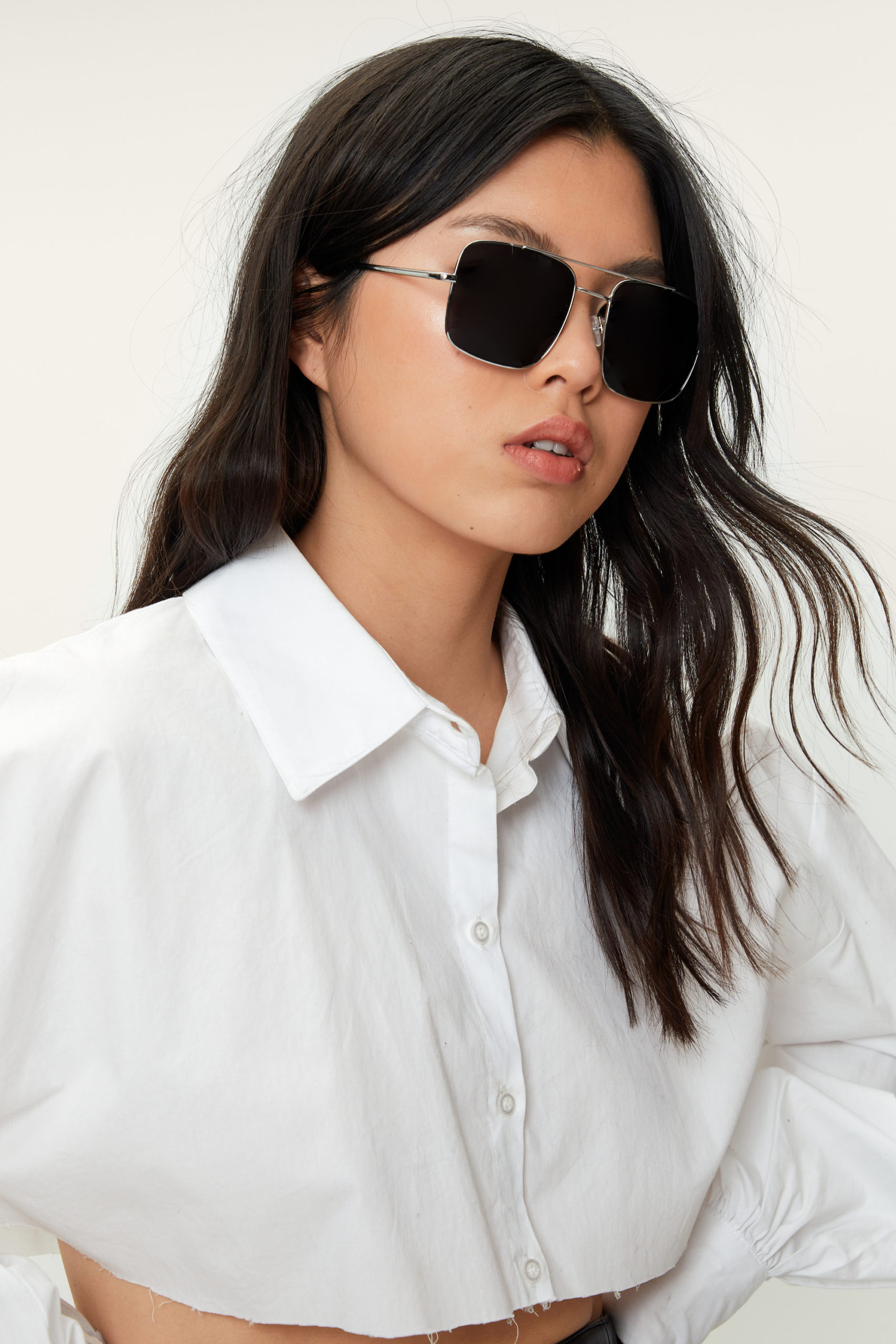 Black Square Aviator Sunglasses