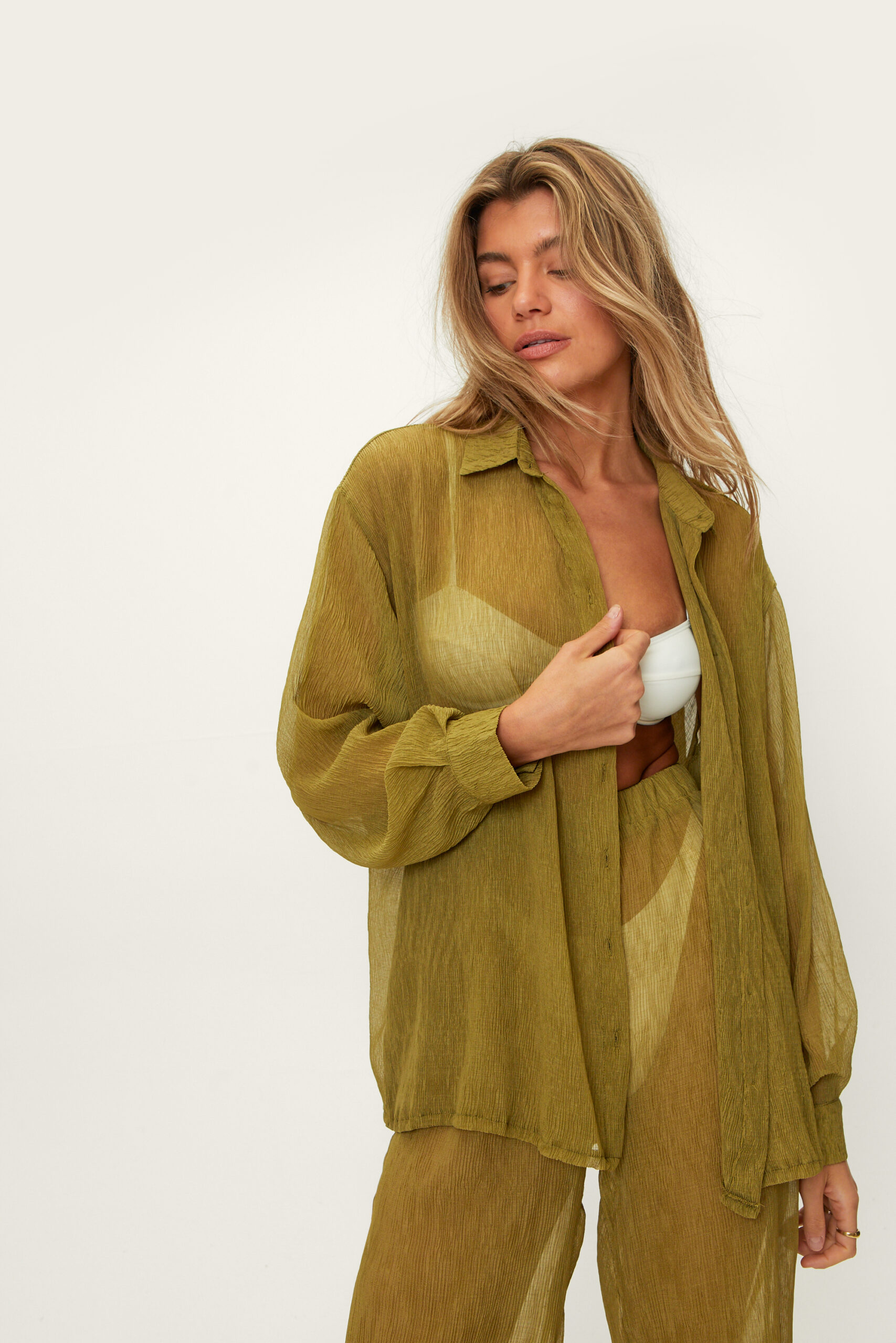 Plisse Oversized Beach Shirt