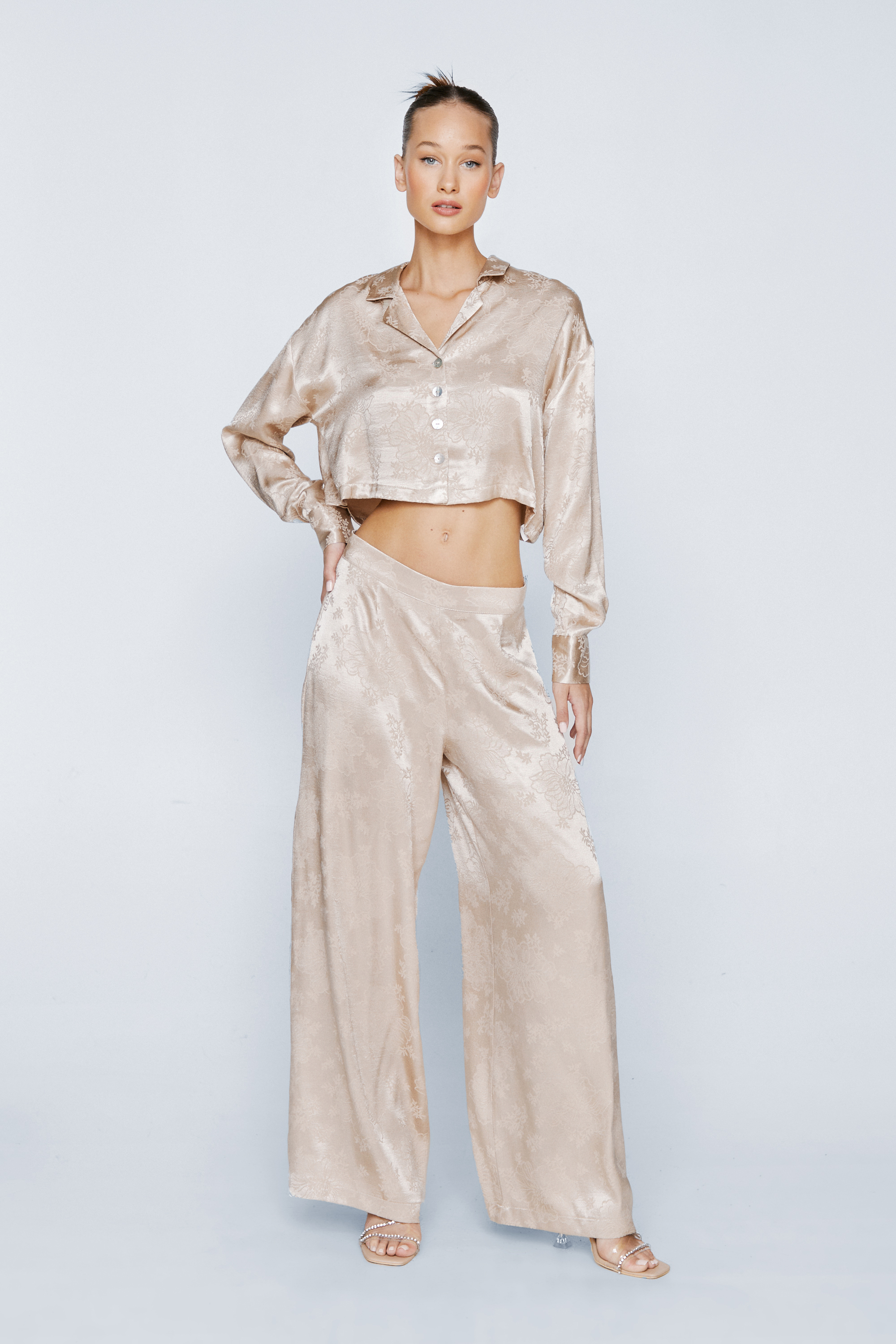 Petite Satin Relaxed Wide Leg Pants