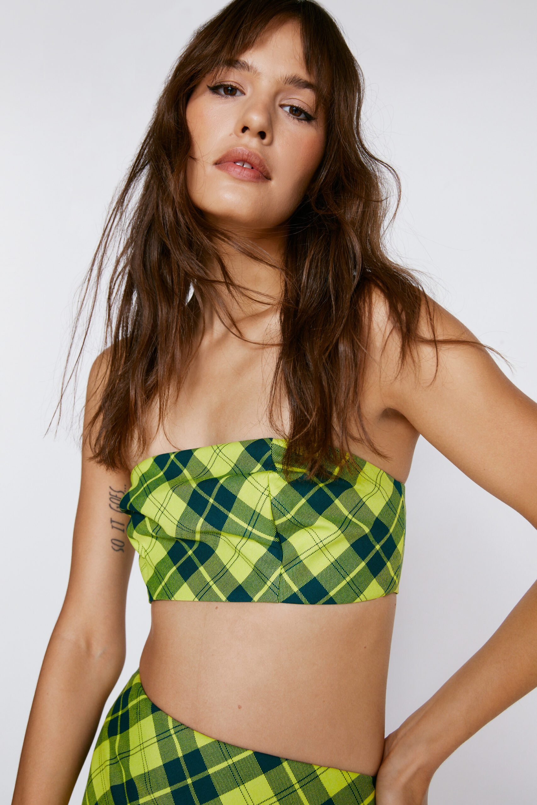 Plaid Tailored Bandeau Bralette