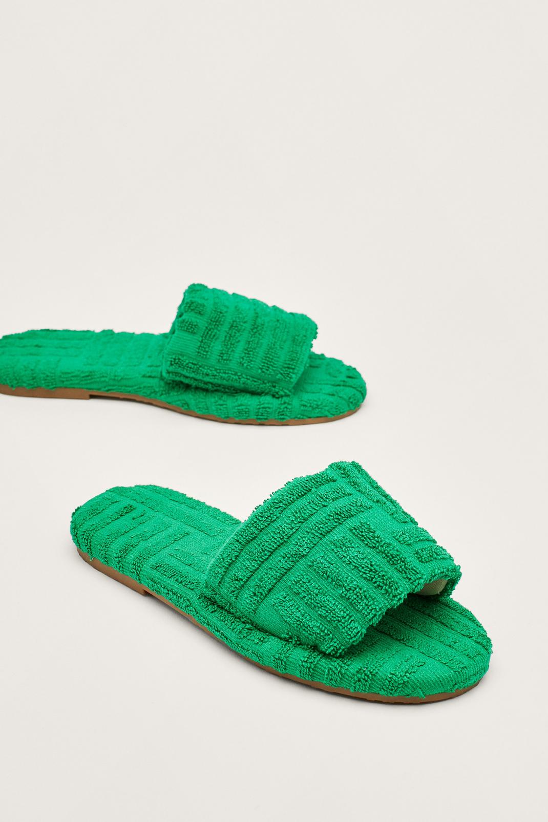 Textured Towelling Slipper Sliders