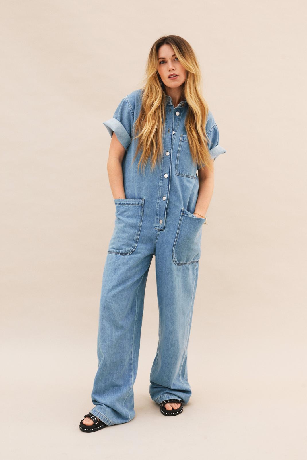 Pocket Slouchy Denim Boiler Suit 