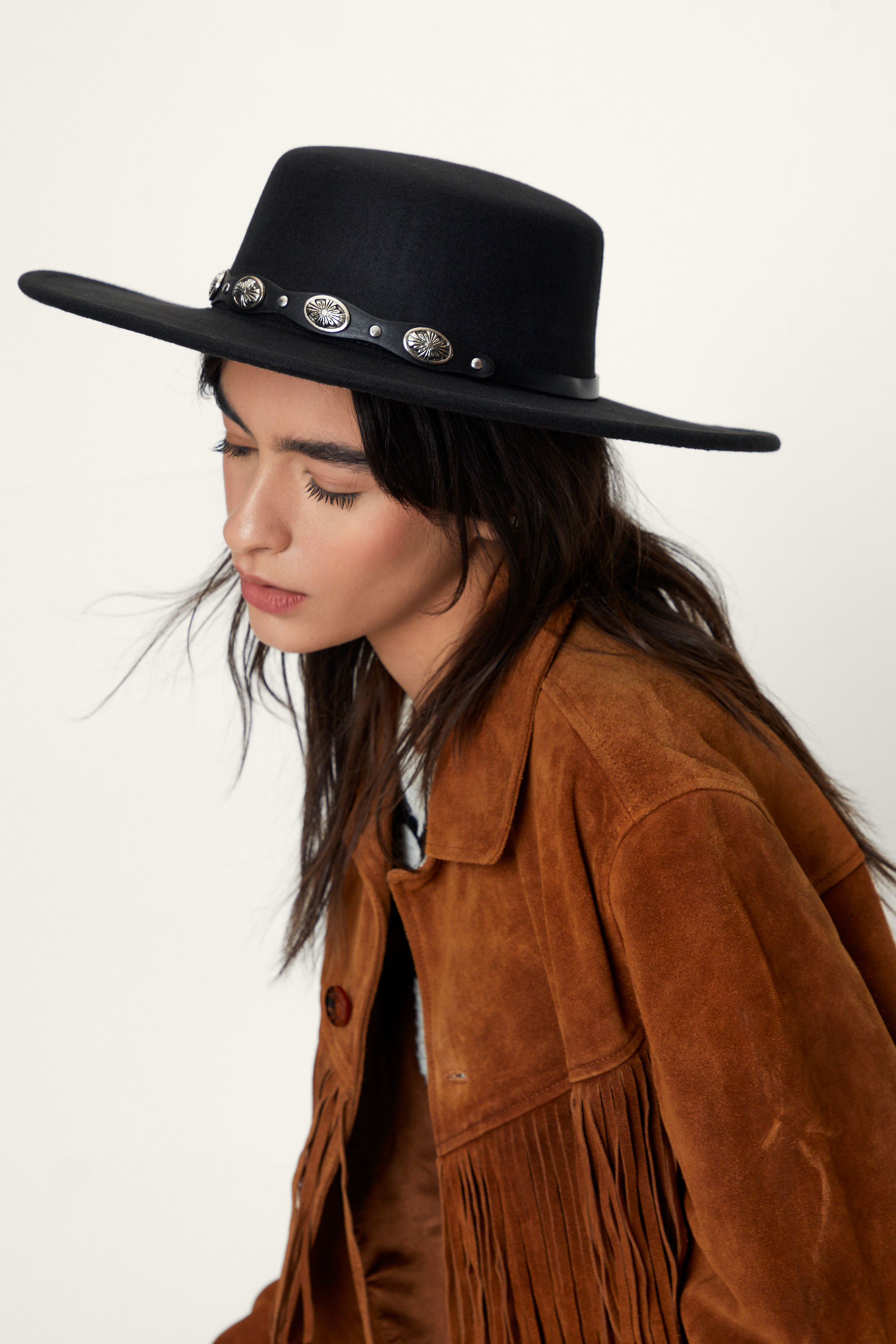 Western Stud Trim Fedora Hat