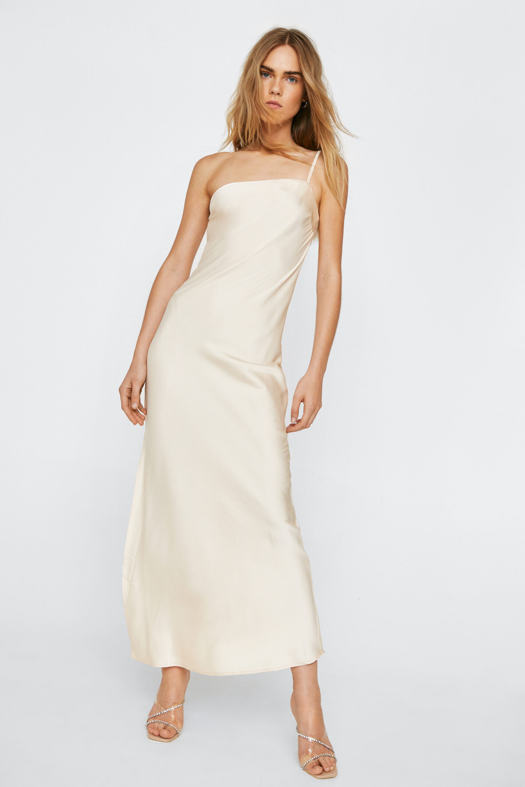 One Shoulder Maxi Slip Dress