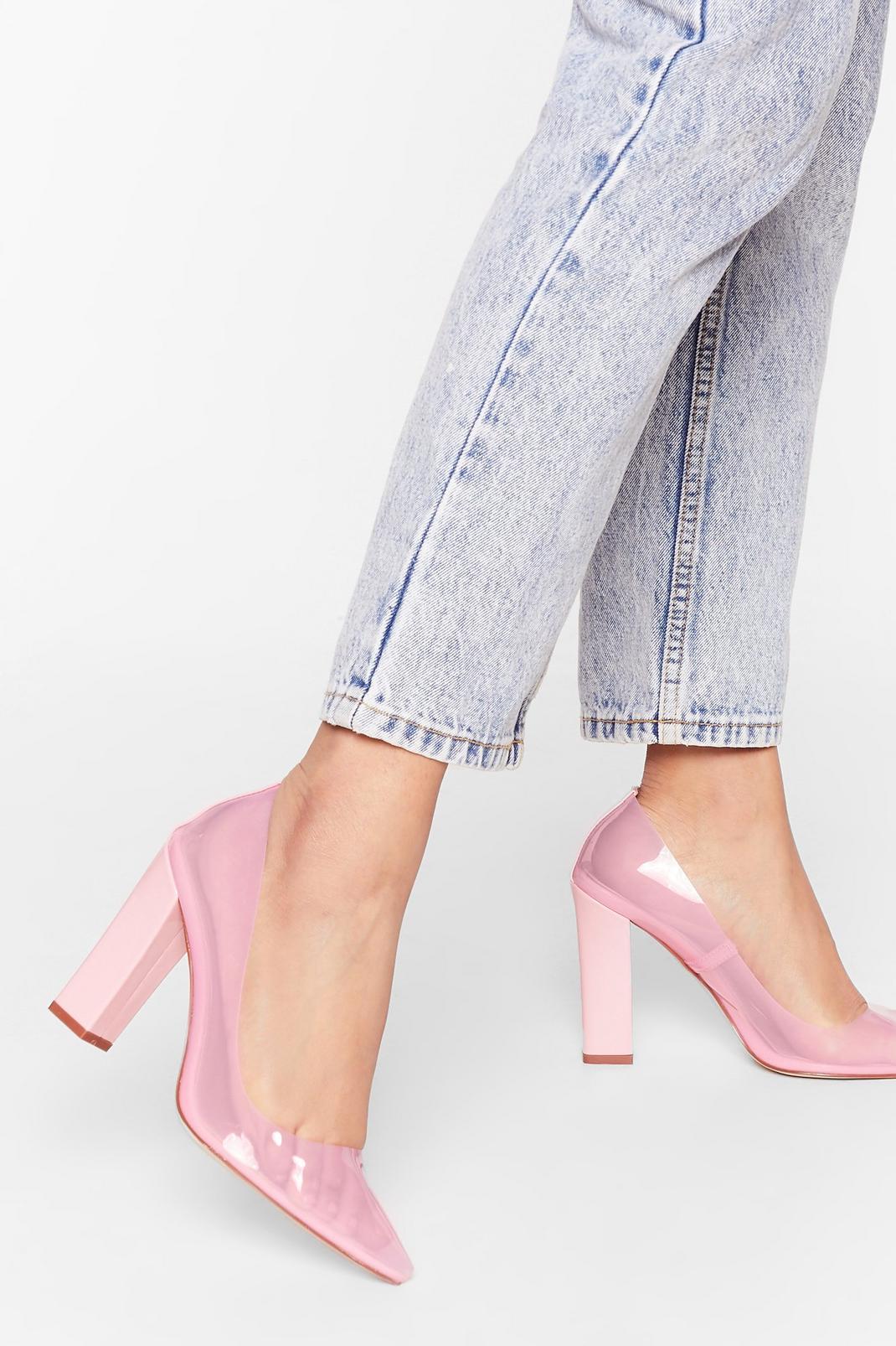 Clear Almond Court Block Heels