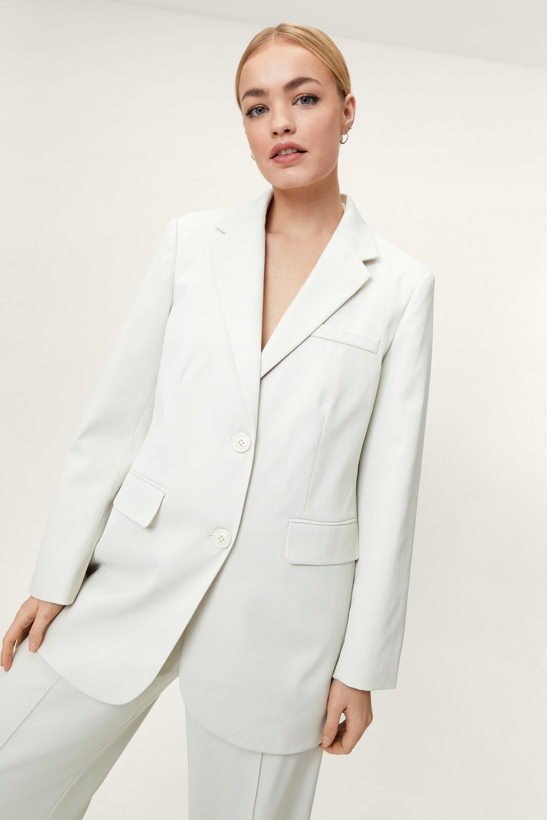 White Oversized Single Breasted Blazer