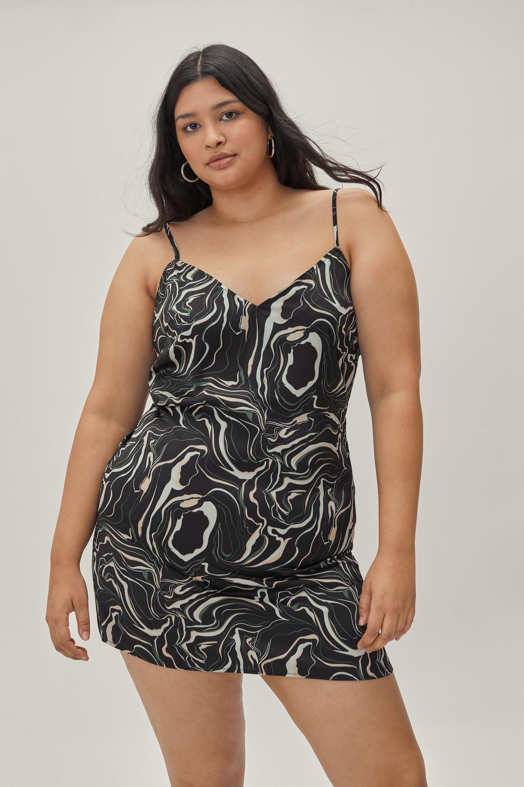 Plus Size Marble Mini Slip Dress