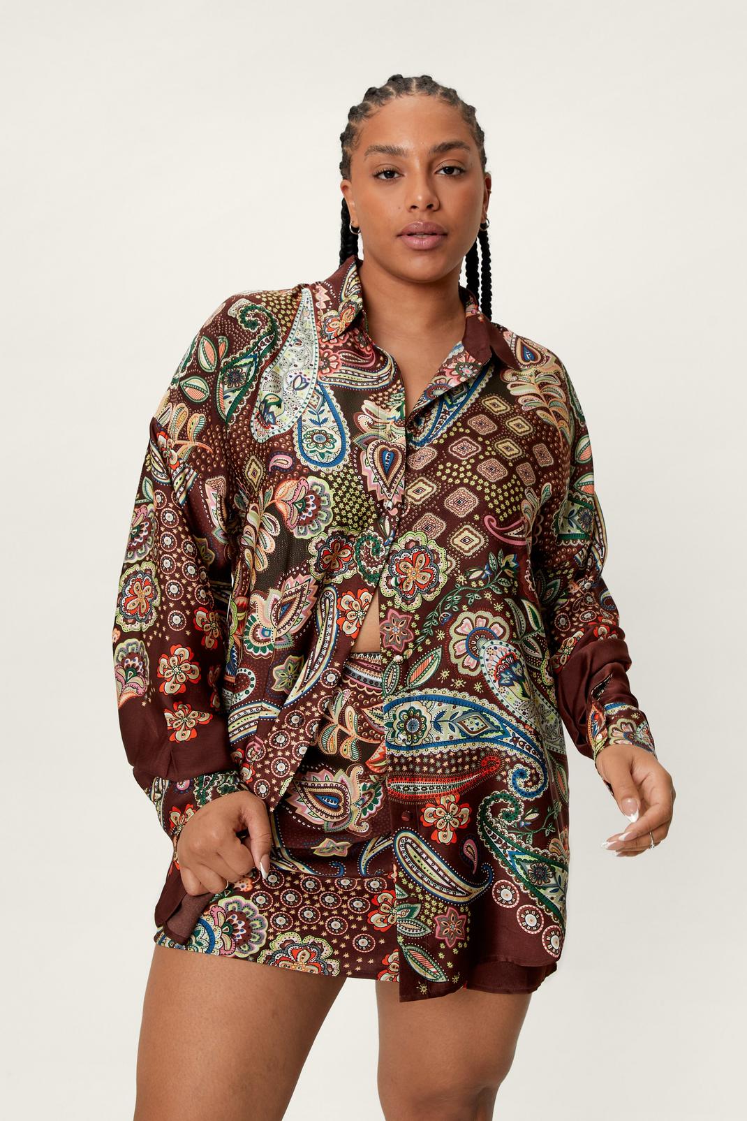 Plus Size Paisley Oversized Shirt