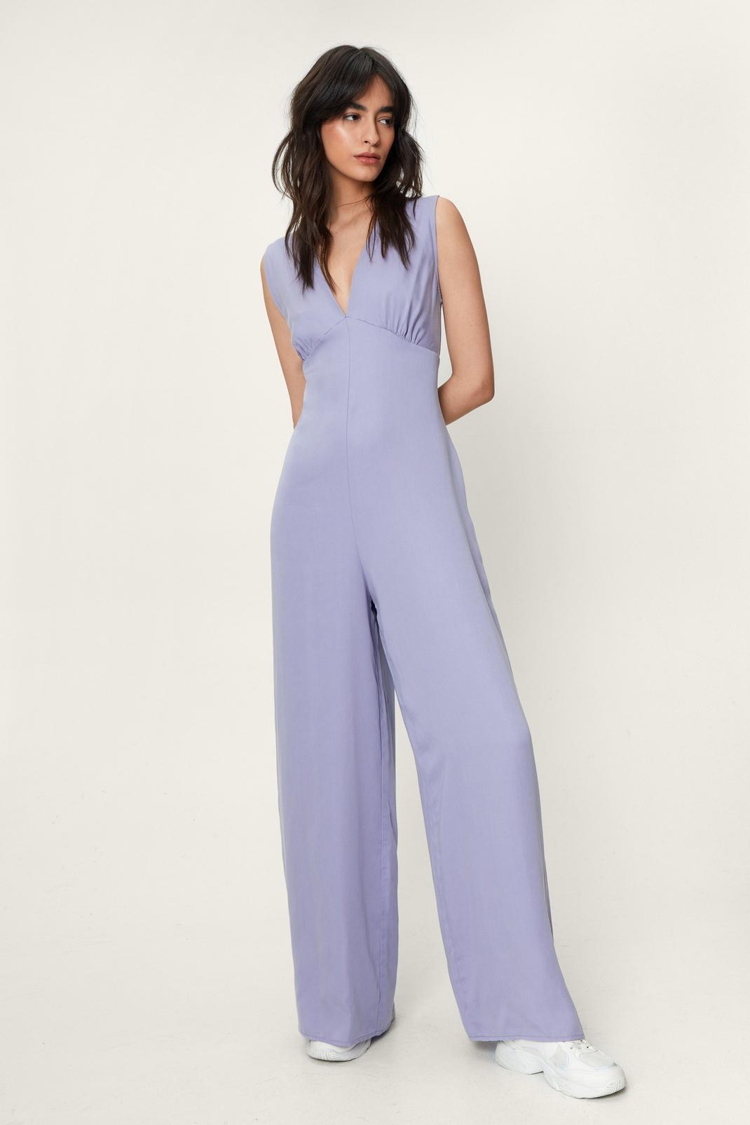 Modal Plunge Wide Leg Jumpsuit