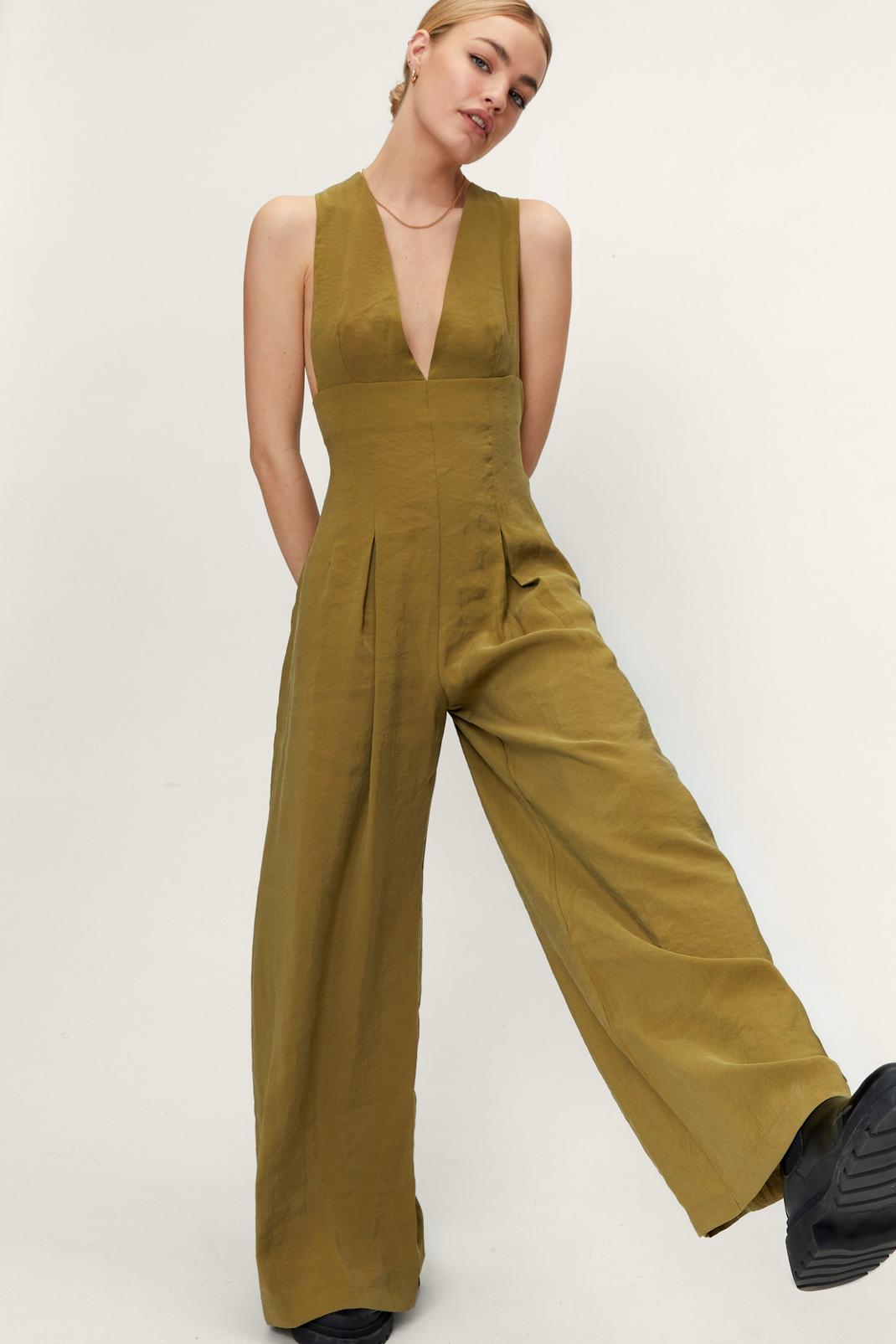 Premium Plunge Wide Leg Jumpsuit