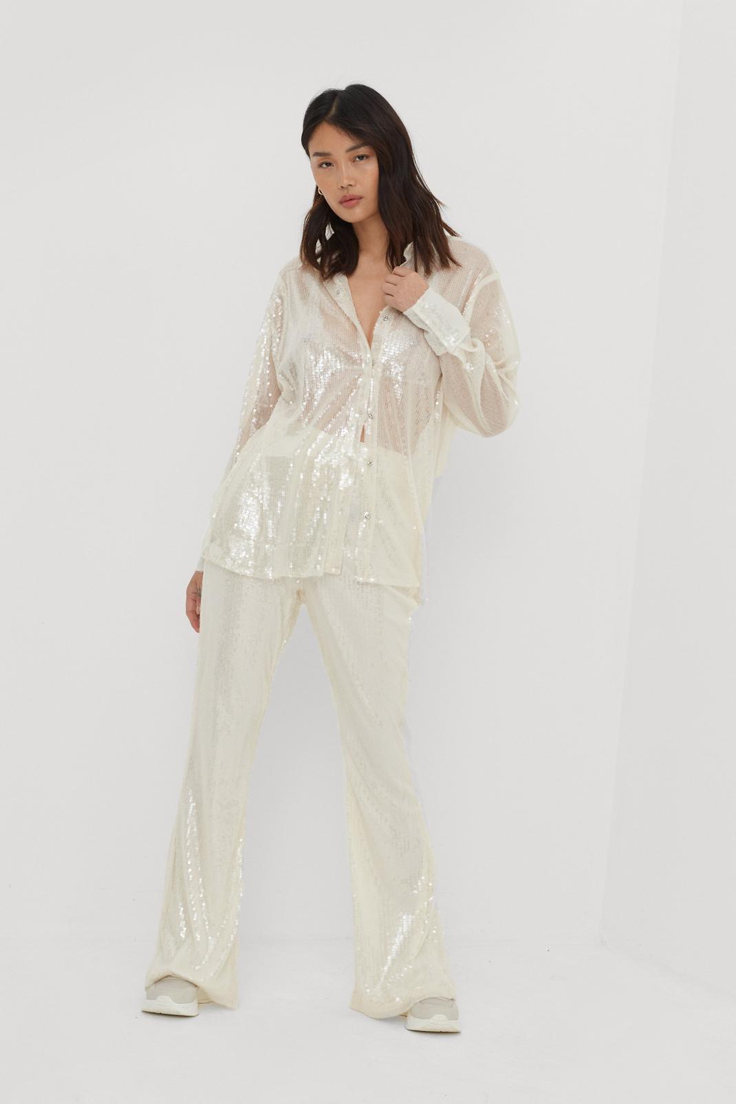 Sequin High Waisted Flare Pants