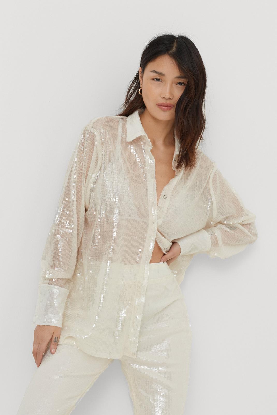 Oversized Sheer Sequin Shirt