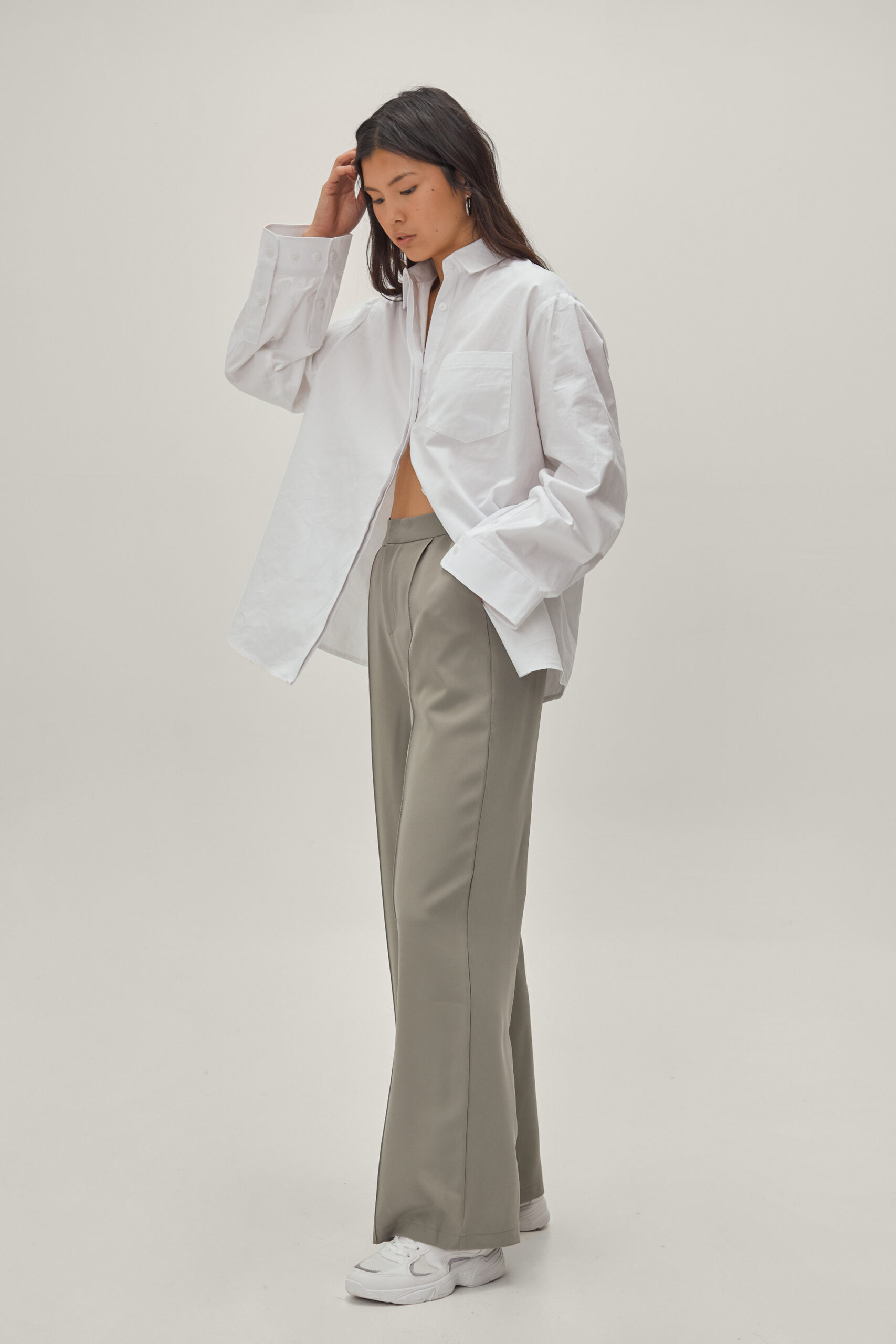 Pintuck Wide Leg Tailored Pants