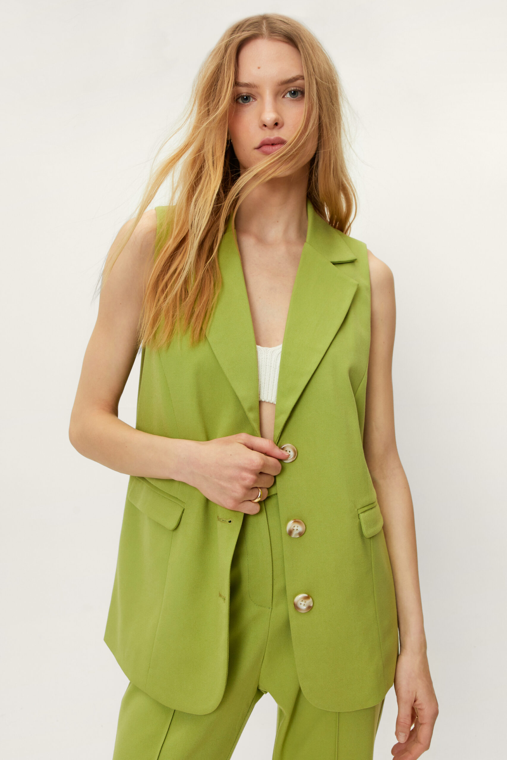 Boxy Tailored Sleeveless Blazer