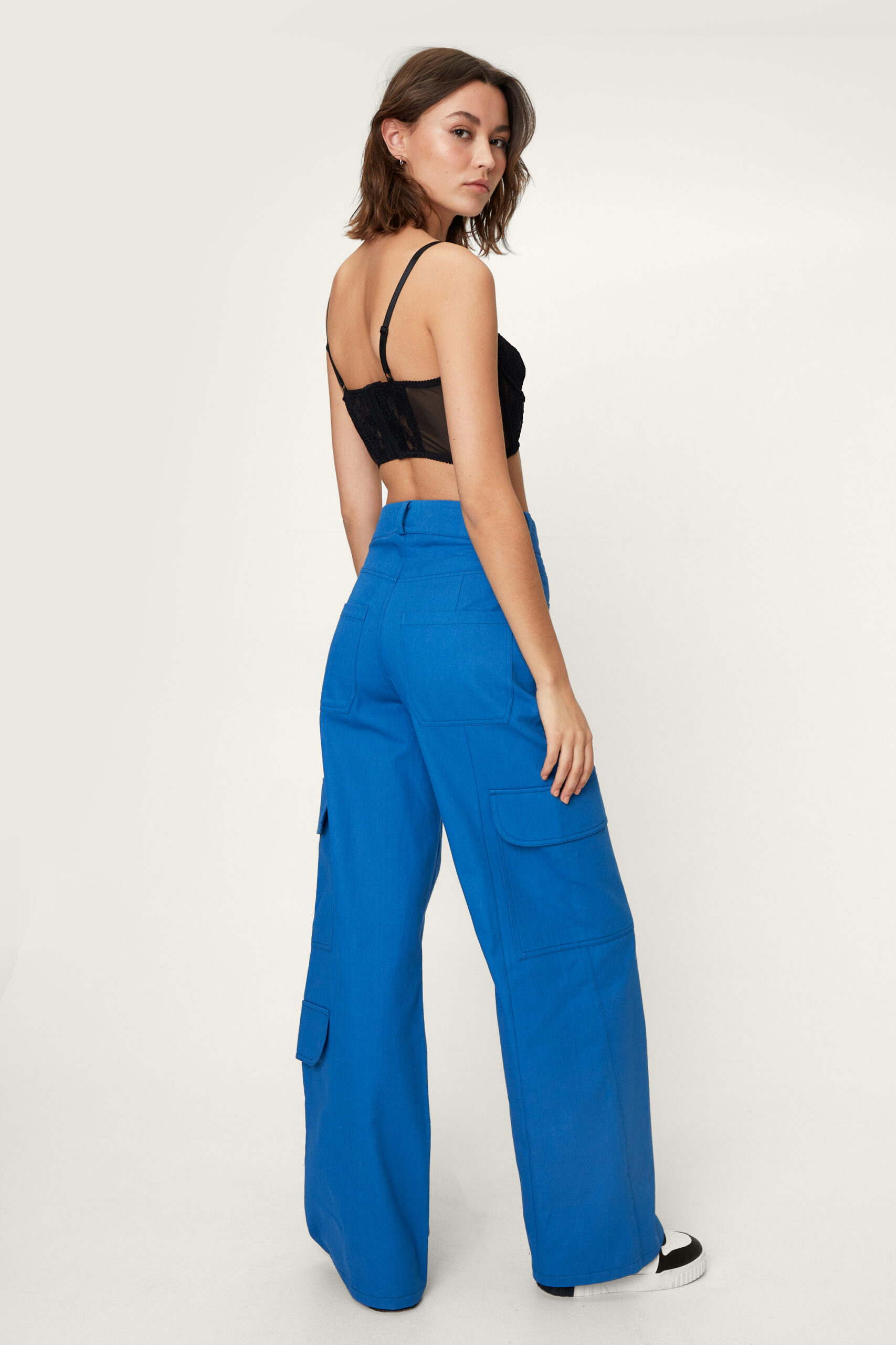 Wide Leg Puddle Hem Cargo Pants